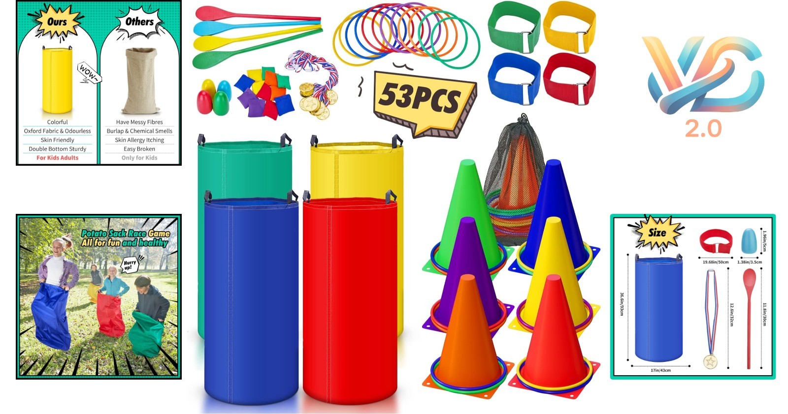 53PCS Outdoor Carnival Game Set For Kids Adults Family Birthday Party Games