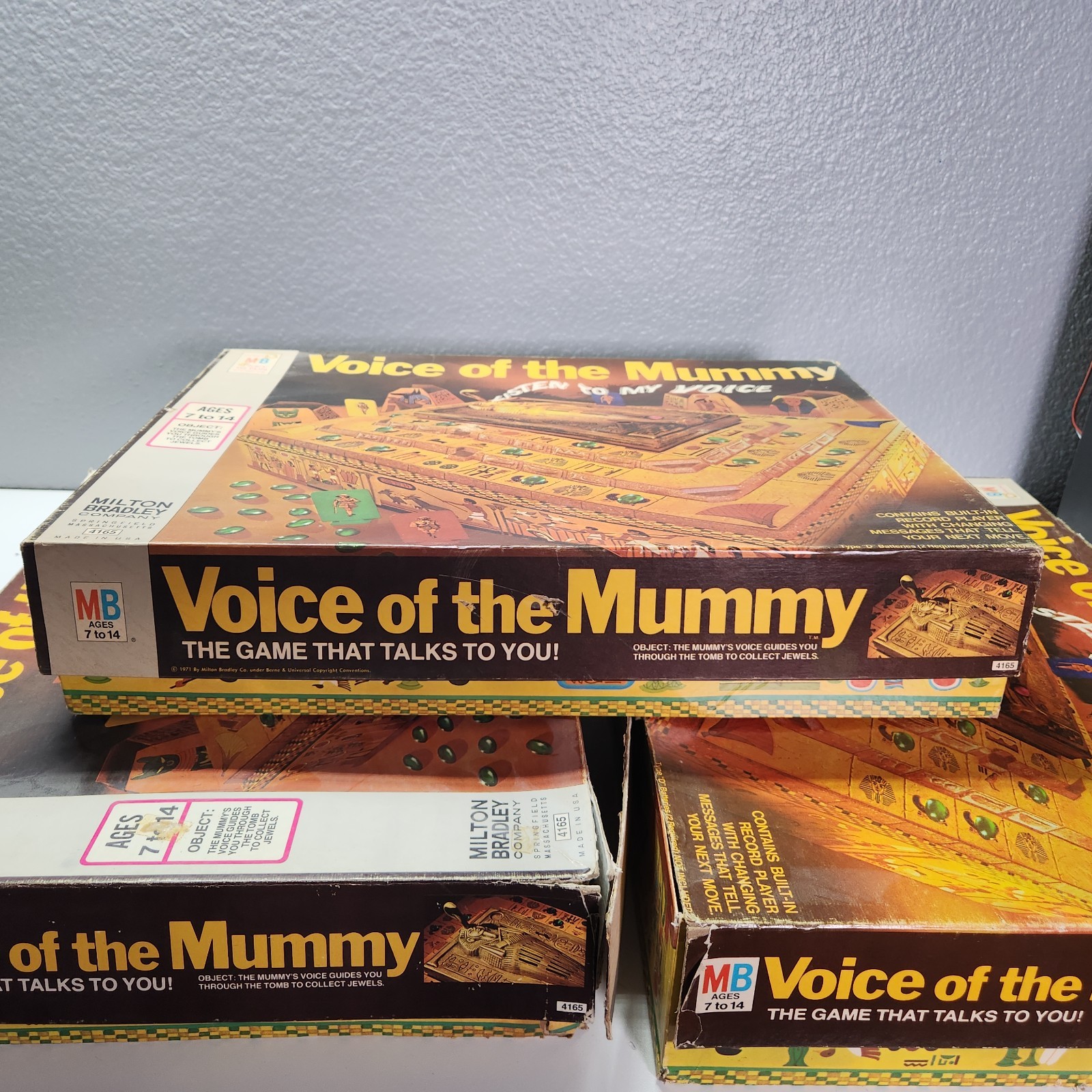3 Milton Bradley Board Game – 1971 – VOICE OF THE MUMMY – w/Box For Parts AS IS