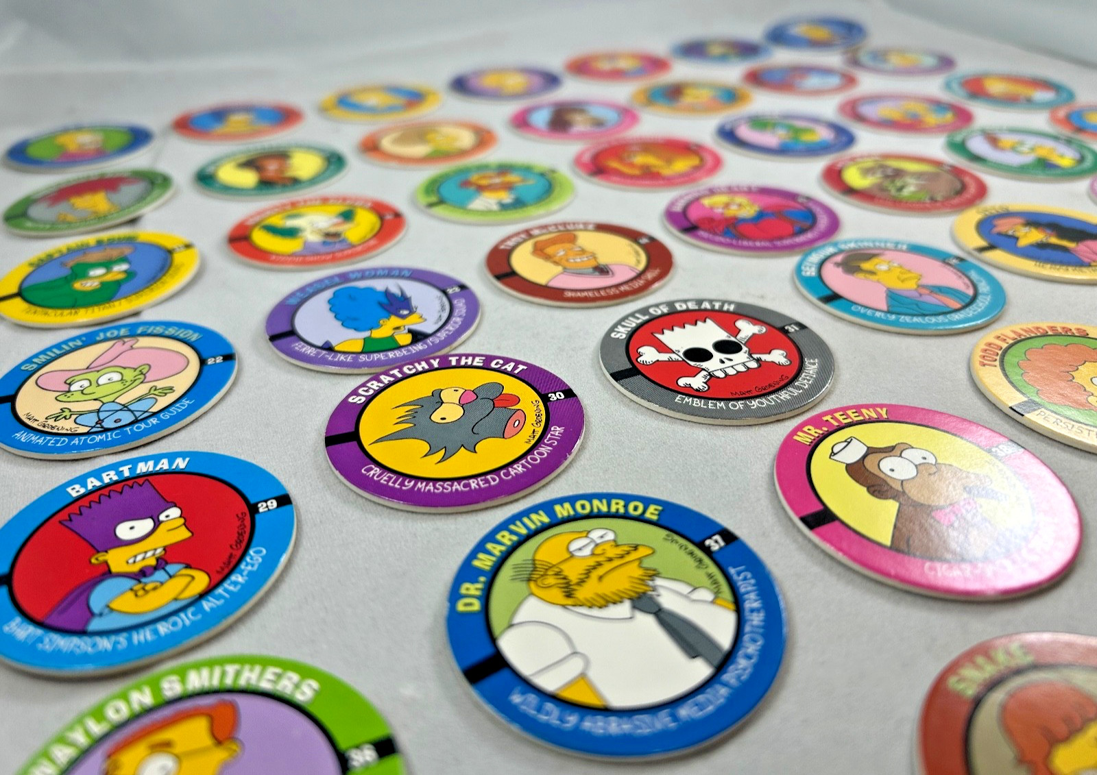 The Simpsons POGS 1994 SkyCaps Bongo Complete 50 Character Set NEAR MINT