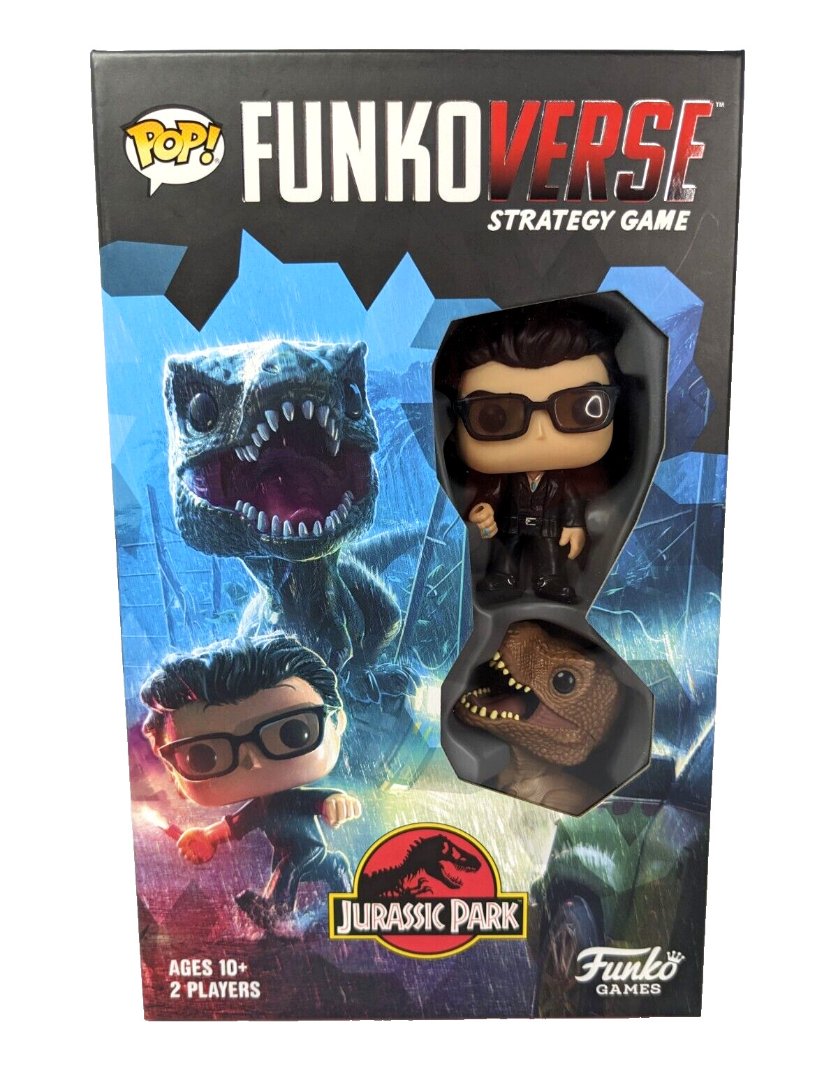 Funko Pop Jurassic Park Funkoverse Strategy Game w/ Malcolm & T-Rex Mini-Pops