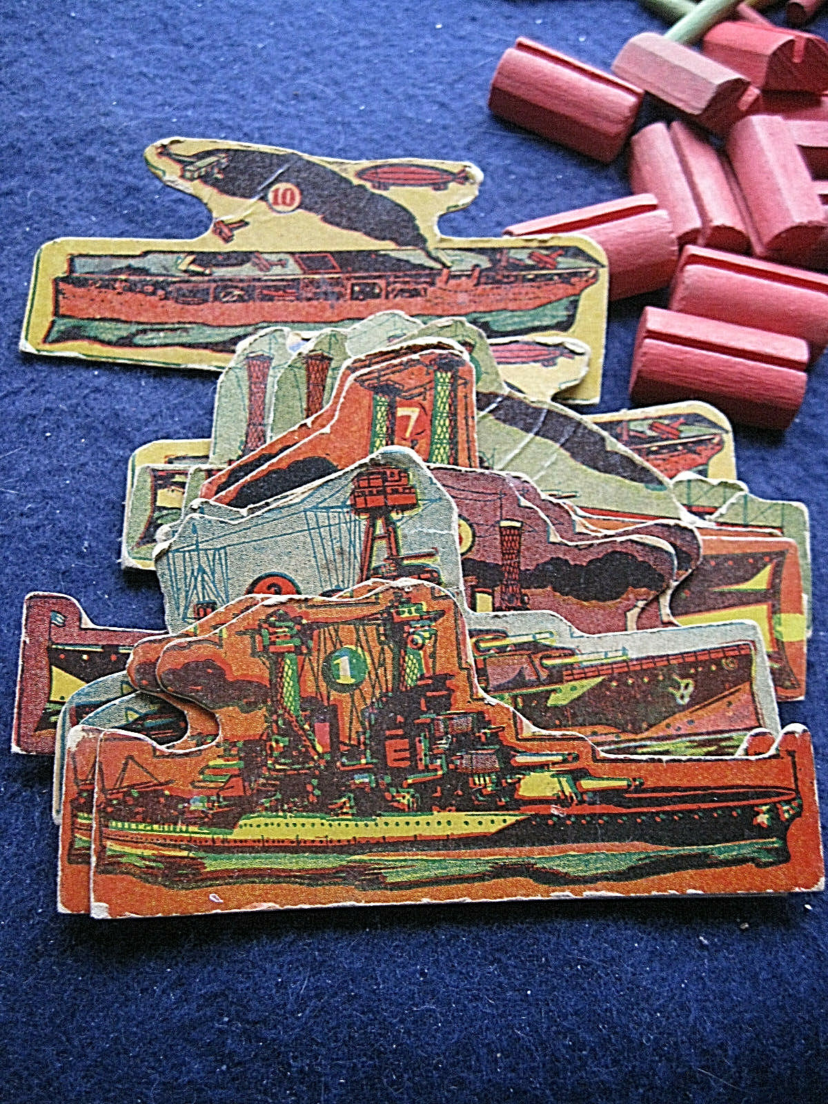 1942 “SINK THE SHIP” Transogram Battle Game w Box, 2 Wooden Cannons +++