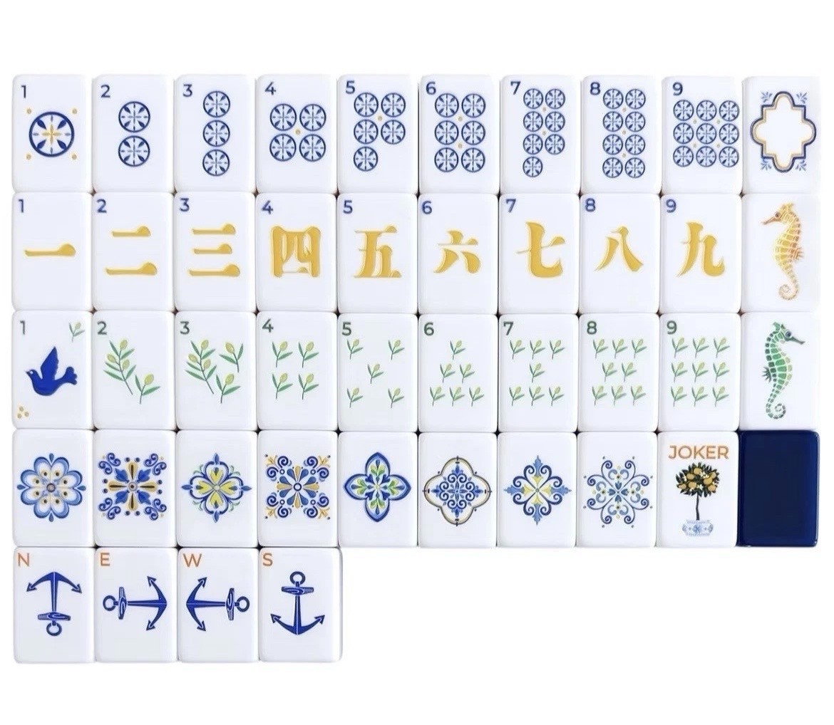 Atelier Amalfi Inspired 4-Layer Blue Back American Mahjong Tiles