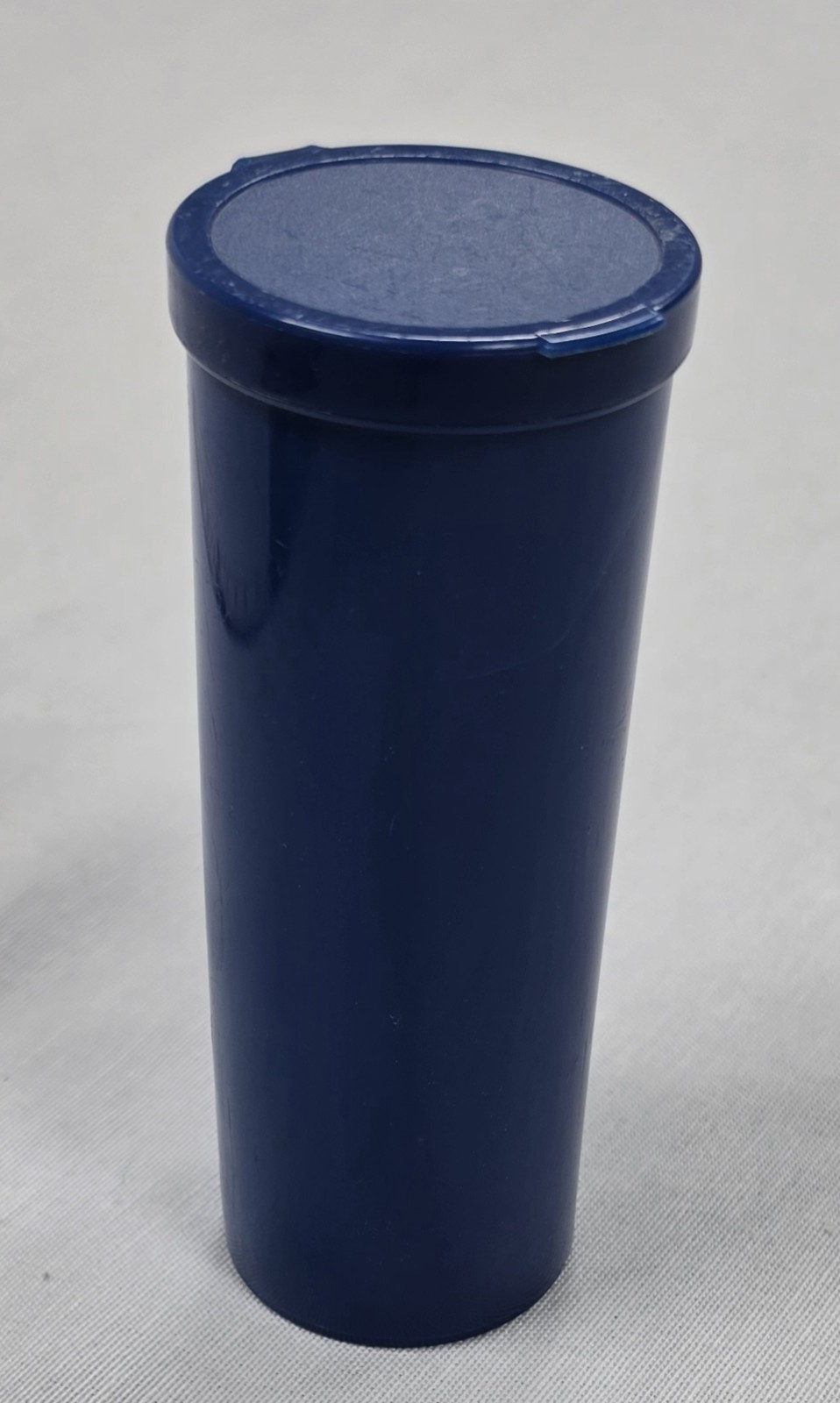Vintage 1990s POG Milkcaps Storage Tube Blue Plastic Carry Case Holder 5.25″