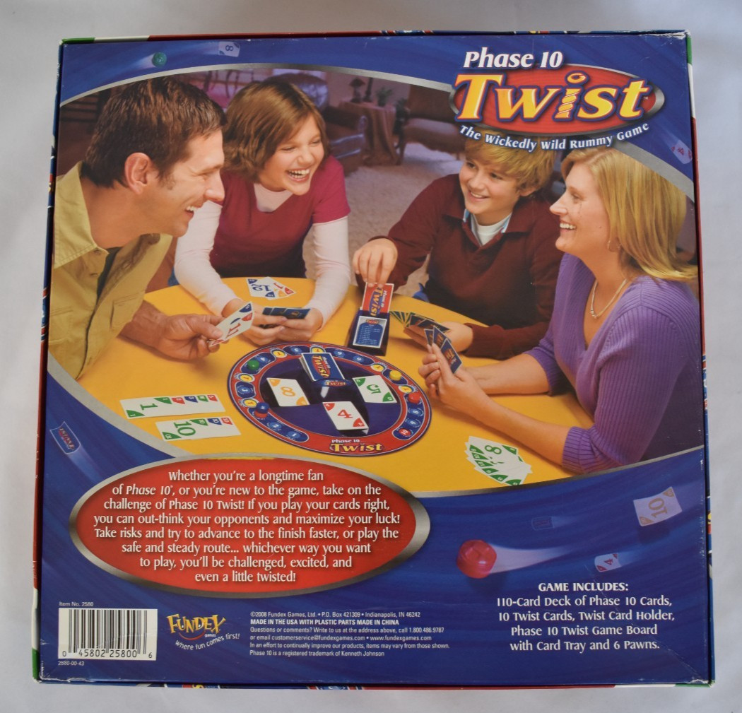 Phase 10 Twist Board Game Open Box SEALED PARTS Fundex 2008 Wickedly Wild Rummy