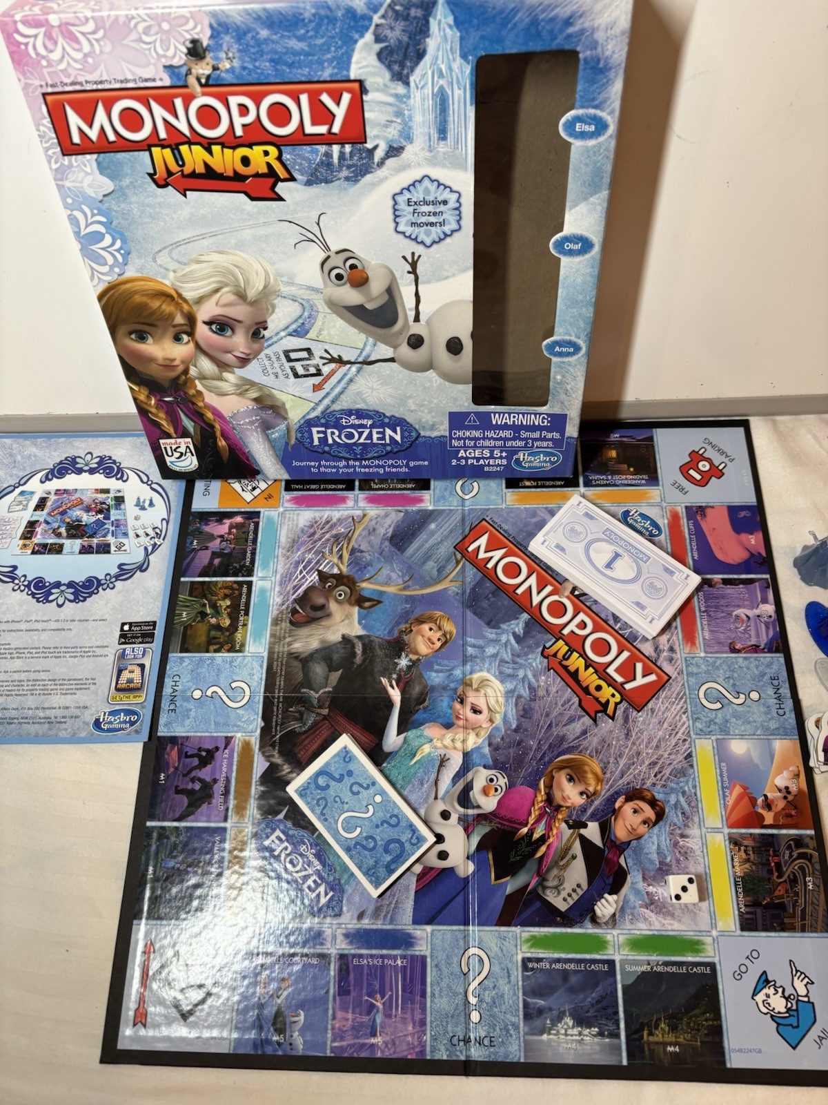 Monopoly Junior Disney Frozen COMPLETE Hasbro Gaming 2014 Anna Elsa Olaf