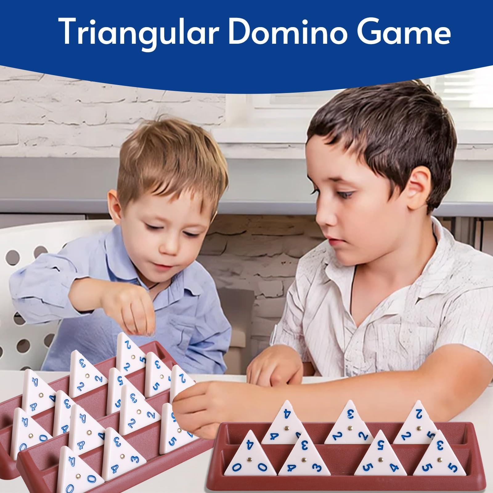 Melamine Premium Travel Triangle Domino Game Set with 4 Holders, Includes 56 …