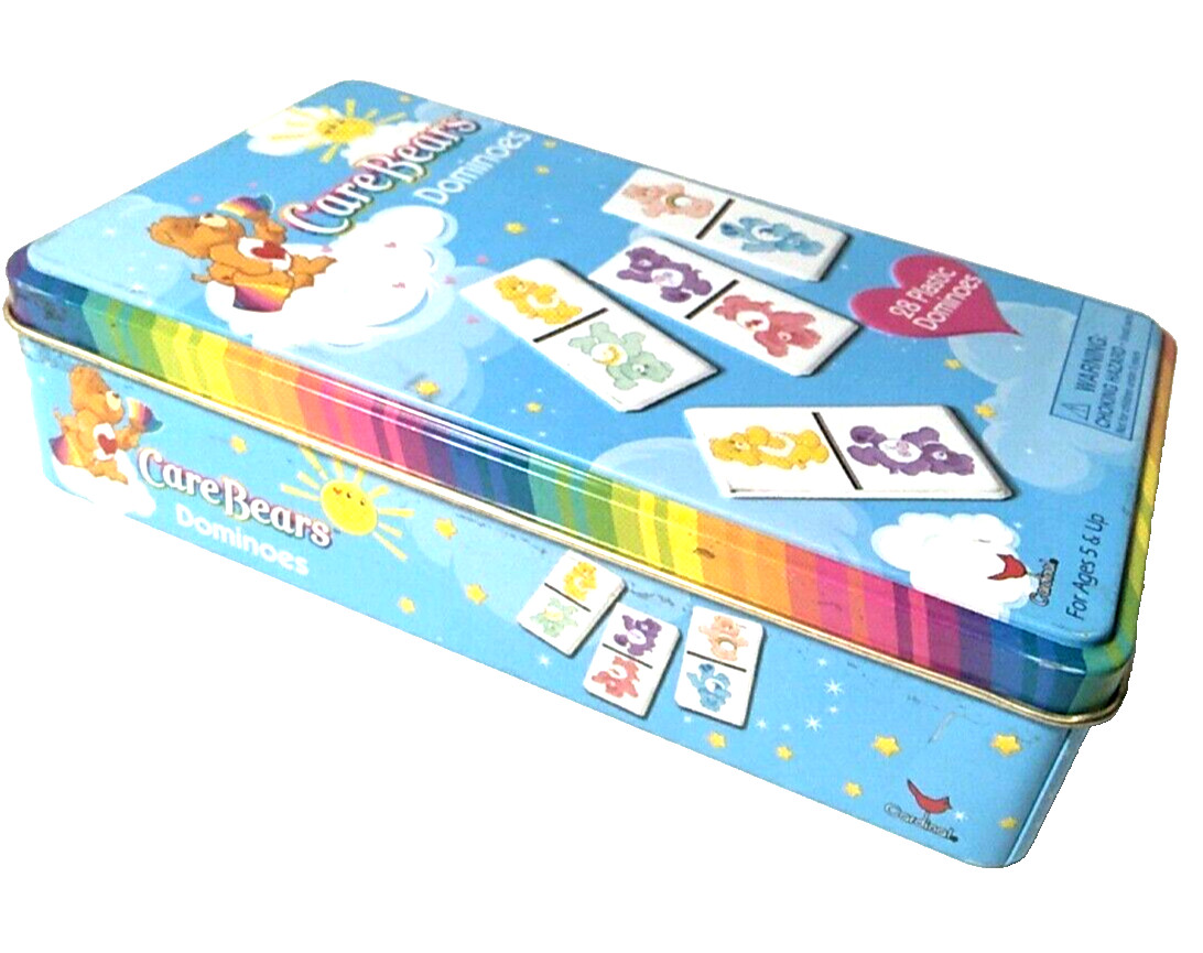 Care Bears Domino Game In Collectible Tin Box 28 Piece Colorful Dominoes 2003