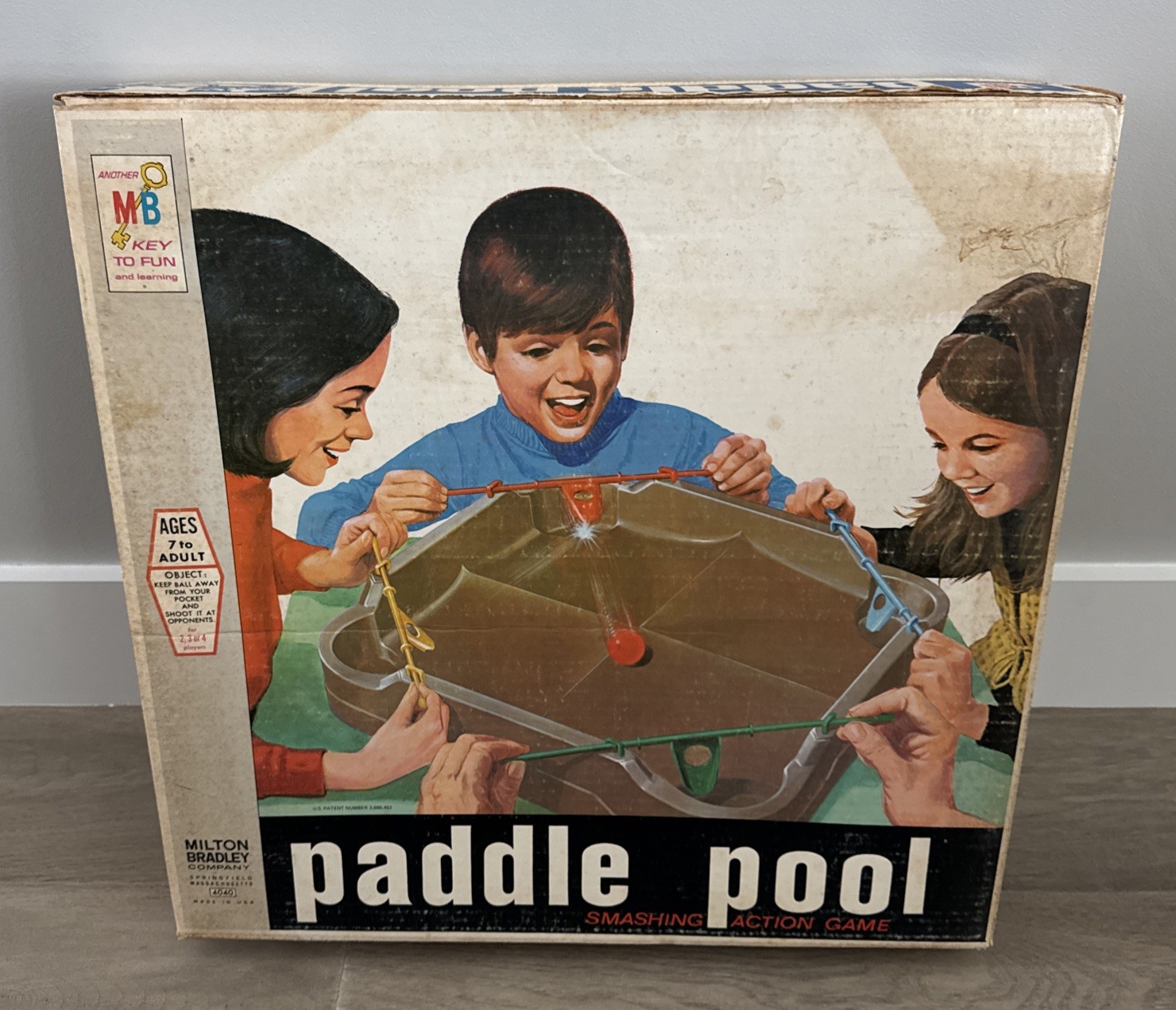 Paddle Pool Milton Bradley Board Action Ball Game Original Box 1970’s Read Below
