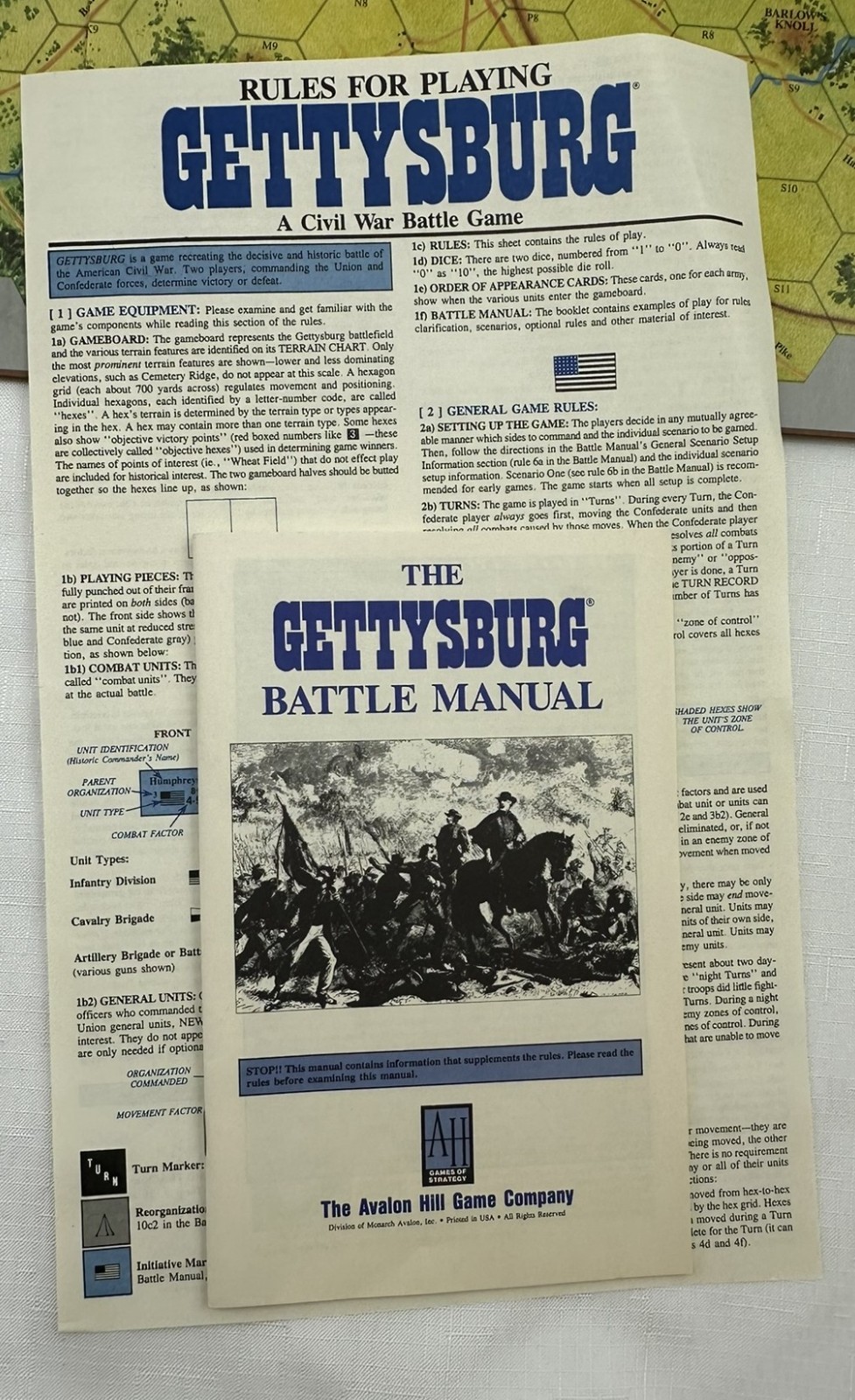 1988 Gettysburg Game by Avalon Hill Complete in Very Good Condition FREE SHIP