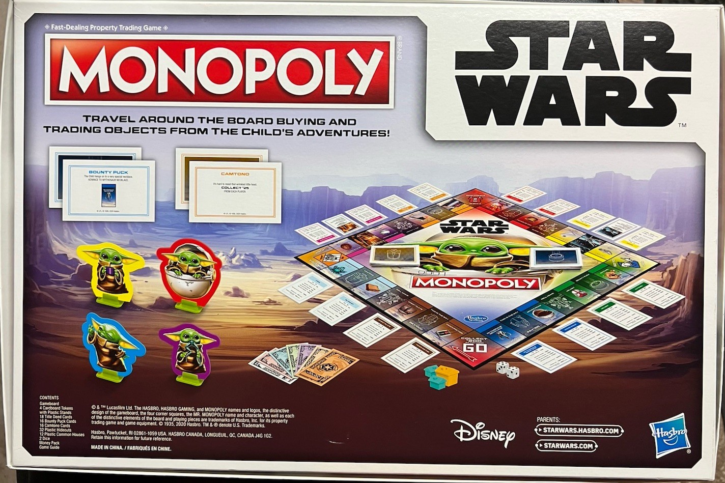 Hasbro Star Wars Mandalorian Monopoly Board Game Baby Yoda Grogu