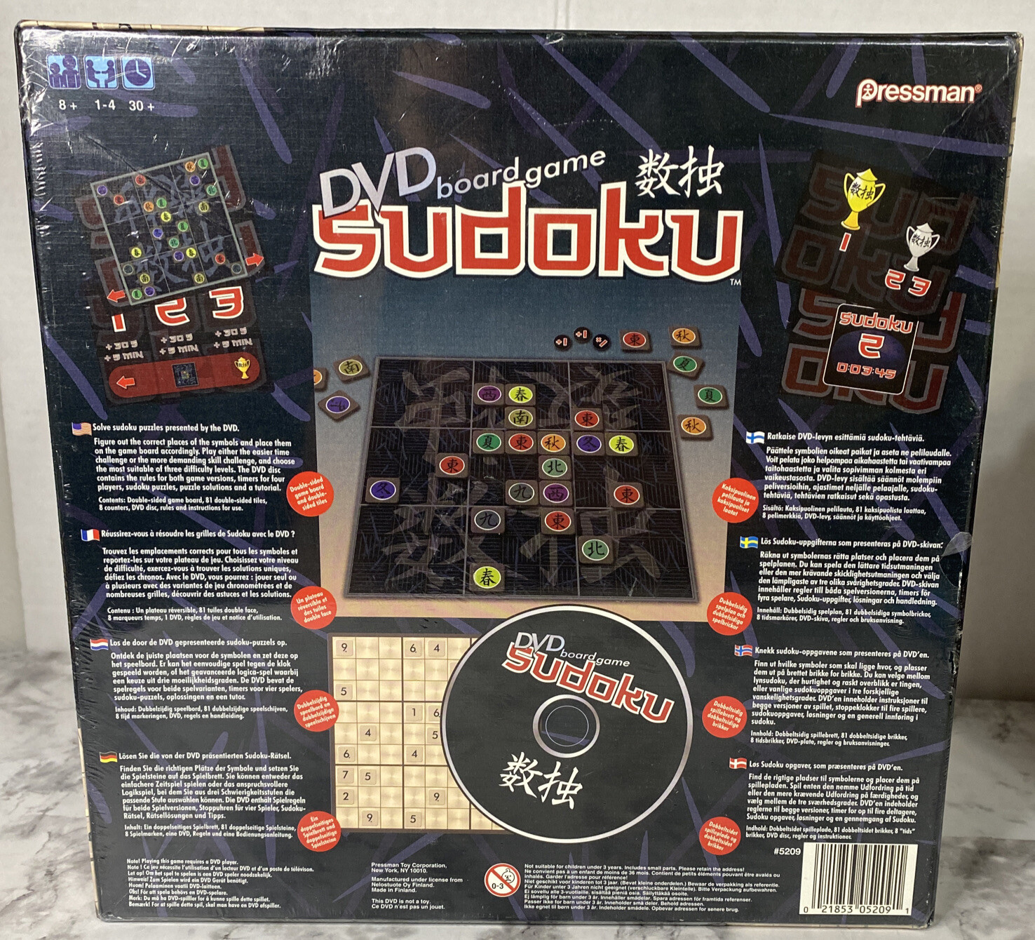 Sudoku DVD Board Game New Sealed Pressman Games Multiple Language 1-4 Players