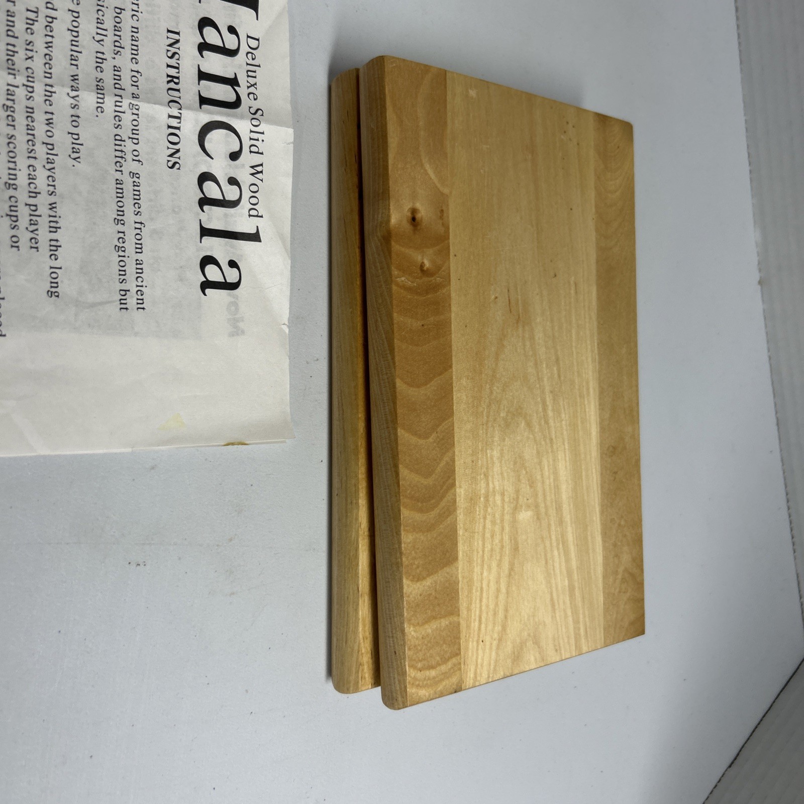 Oak Finished Wood Board w/ Gemstone Pieces MANCALA – 2001 Cardinal Solid Wood