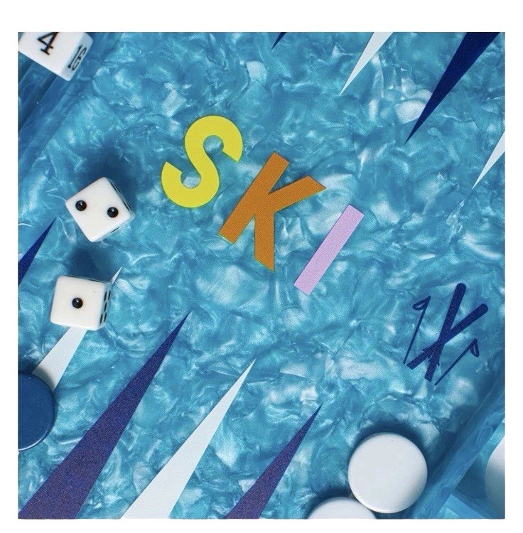 NEW Maison Games Après Ski Backgammon Set | LUXURY Acrylic Blue Marble | NIB