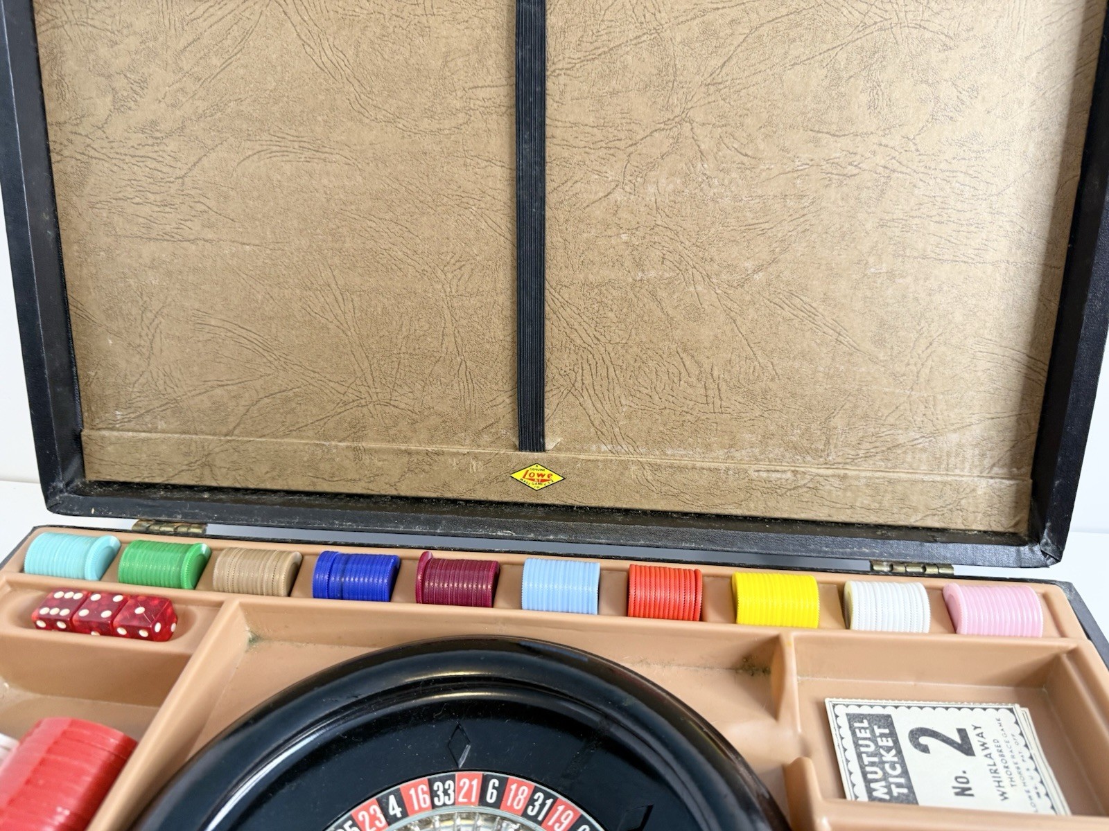 1944 E.S. Lowe Family Fun Board Gambling Casino Games Set Suitcase INCOMPLETE