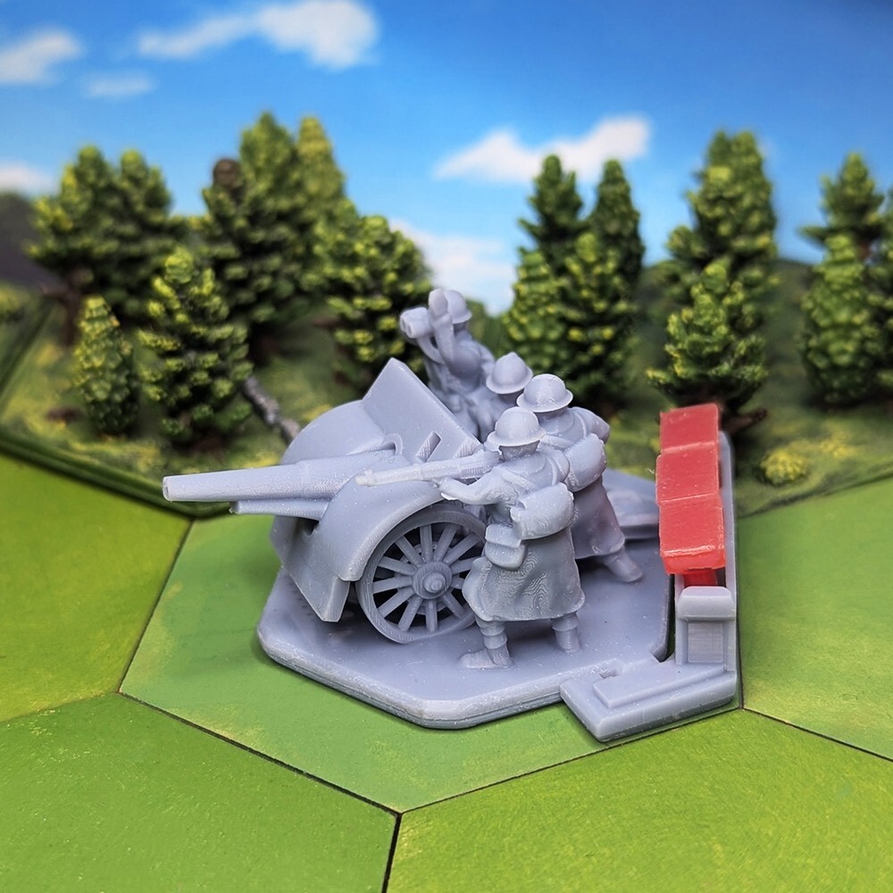 WW2 French Canon de 105 mle 1913 Schneider Gun & Crew Artillery | 15mm, 1/72