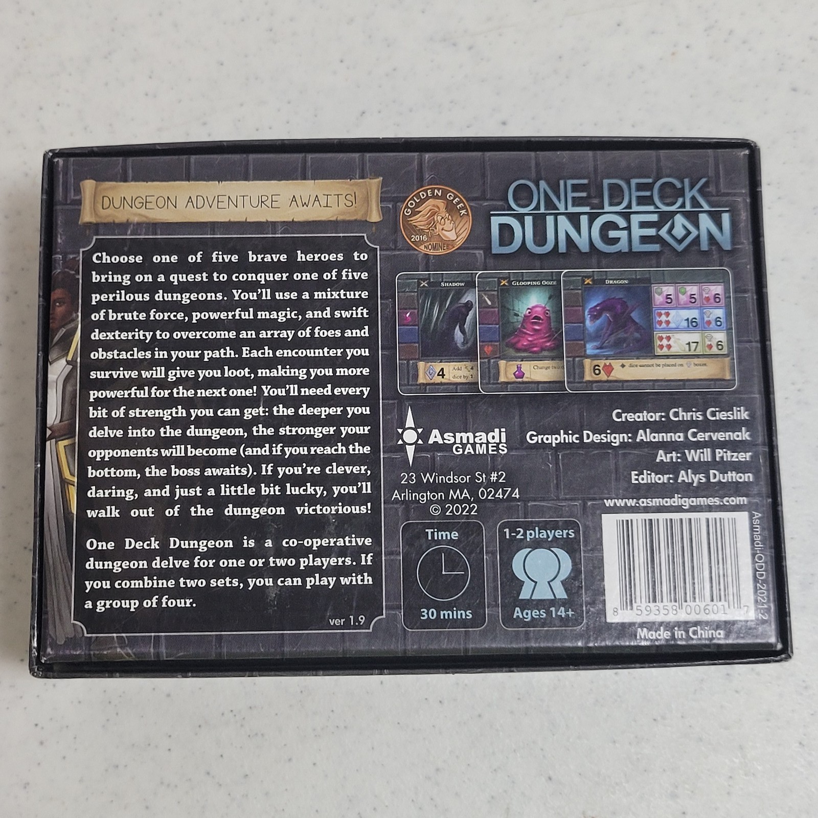 One Deck Dungeon Board Game Asmadi Games Cooperative Solo Play New Sealed