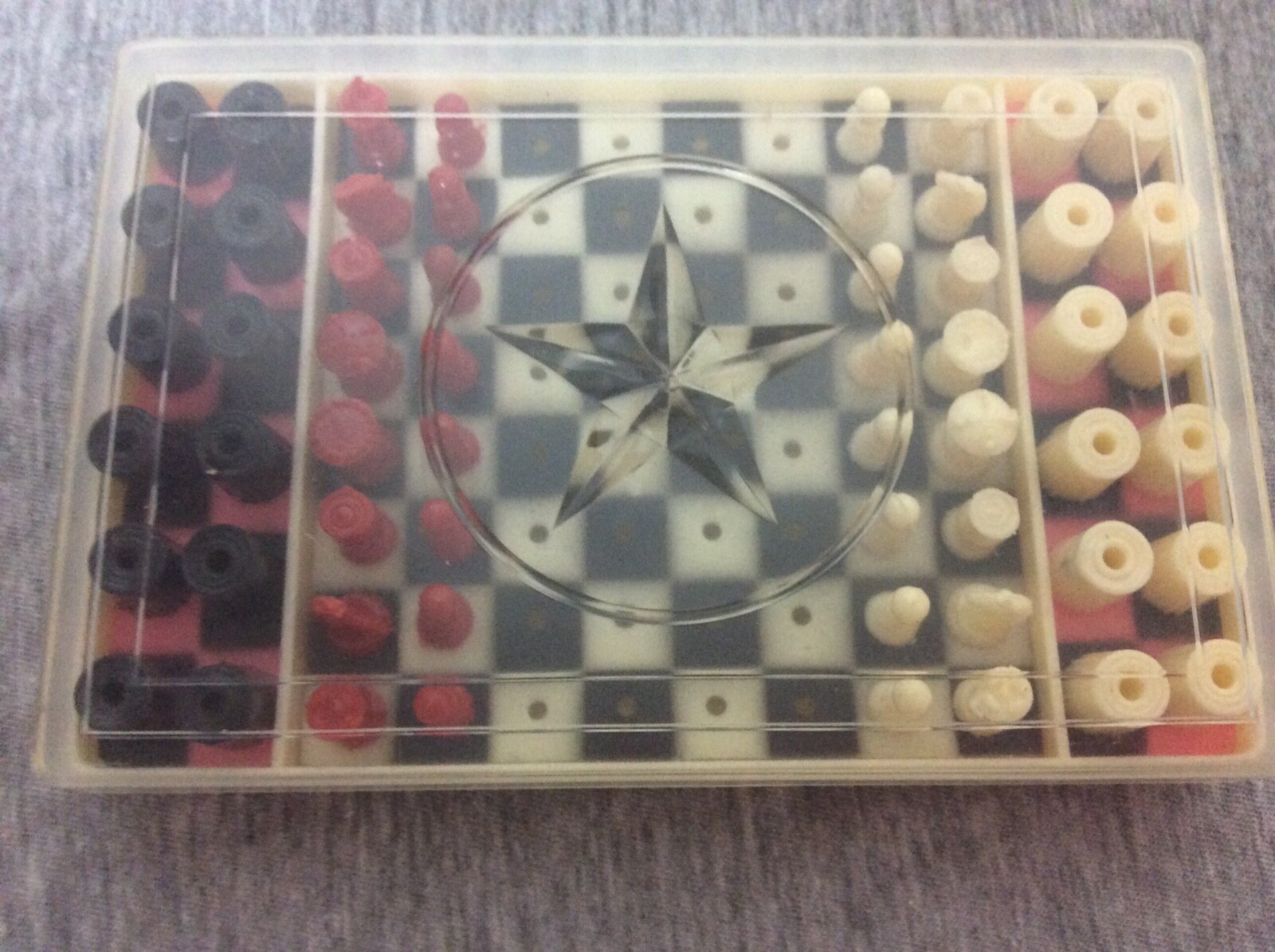 Vintage Pocket Chess & Checkers Combination Original Box BP Hong Kong