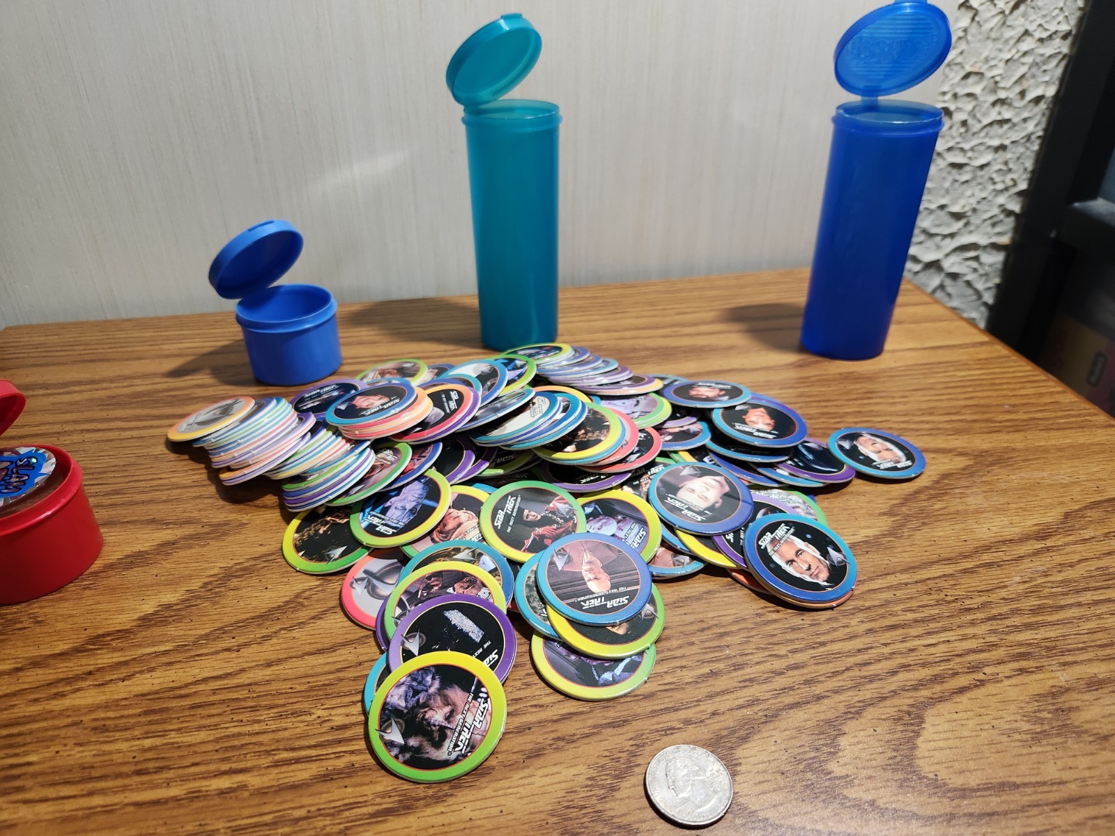 HTF Vintage Lot of 150+ Star Trek Milk Caps POGs 4 Slammers & 4 Containers Game