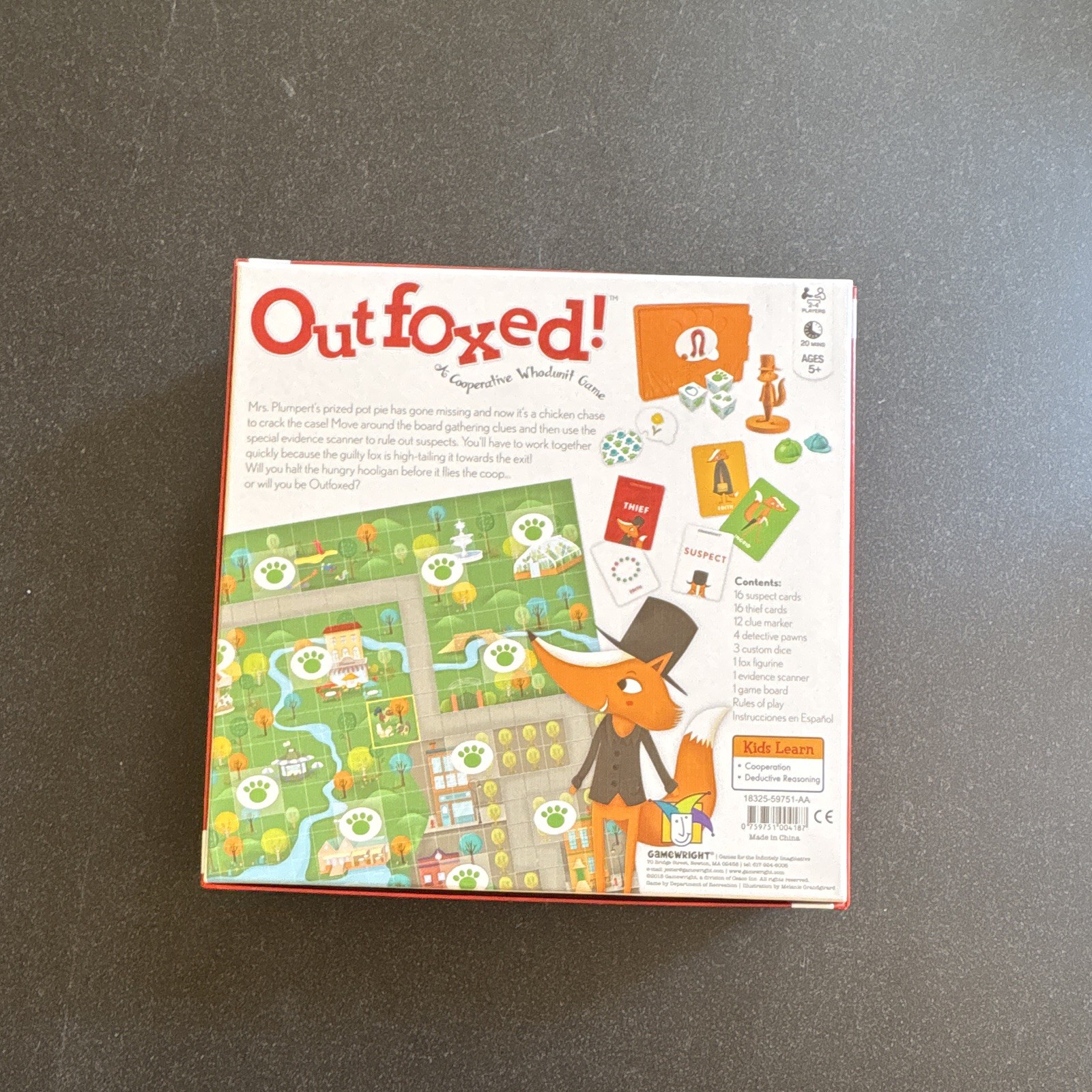 Gamewright Outfoxed! Cooperative Animals Game 2+ Players Ages 5+
