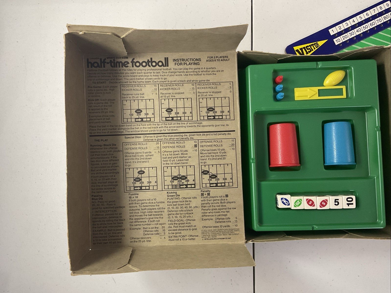 Half-Time Football Game 1979 Lakeside Toys #8294 Sports Dice Game