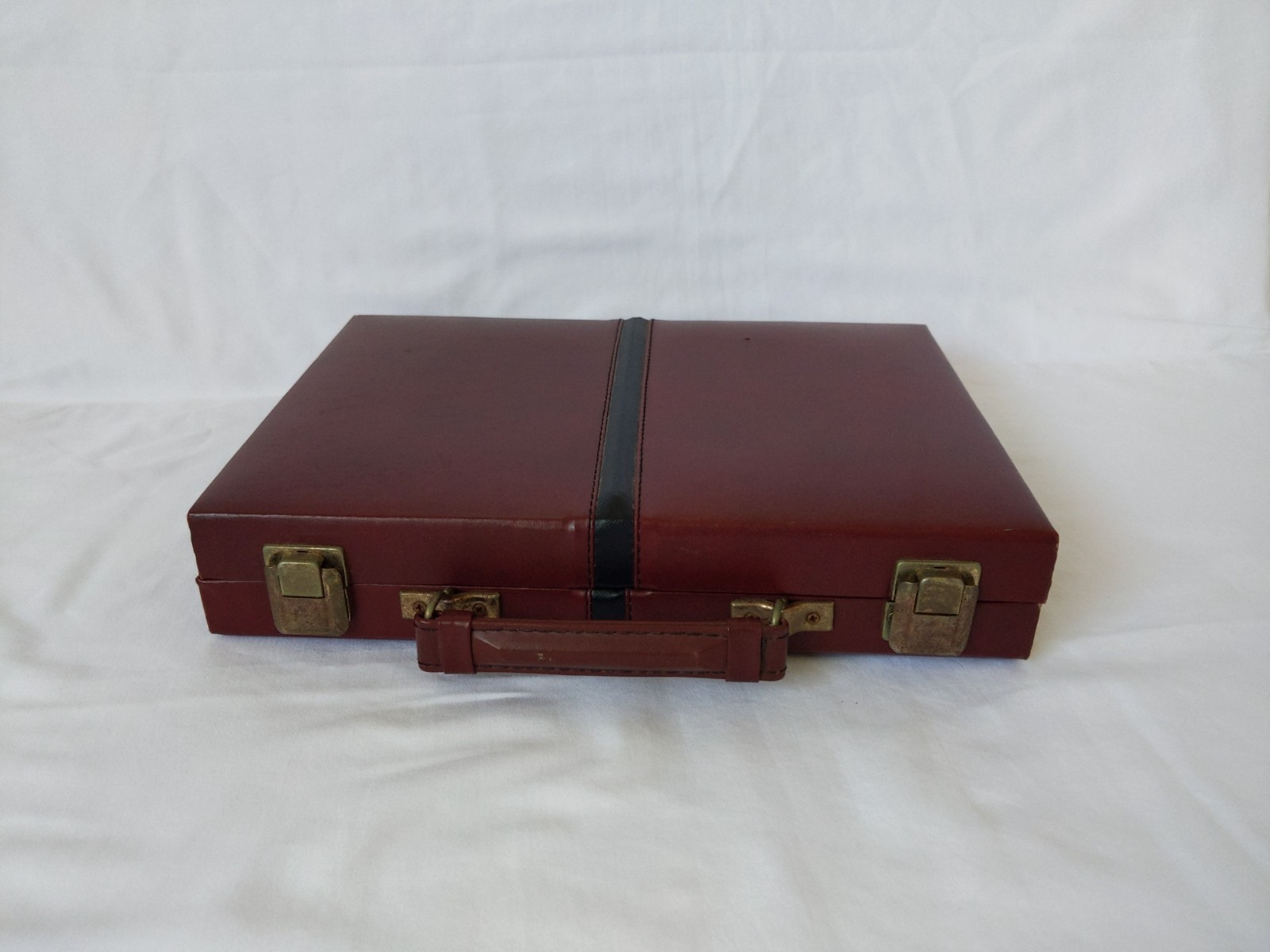 Vintage MR MAN Backgammon Board Game Leather Travel Case Box Brown Briefcase