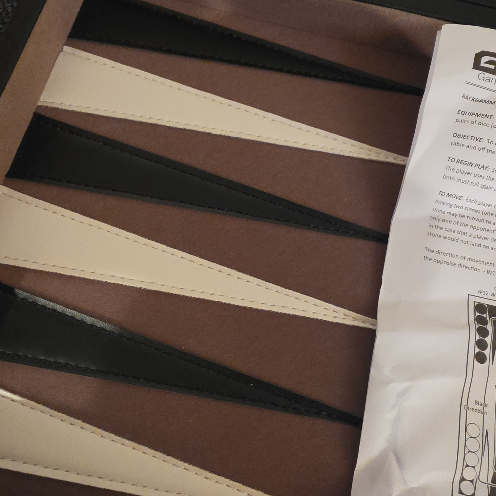 Vintage Backgammon Complete Set Gray Felt W/ Black & White Points And Stones