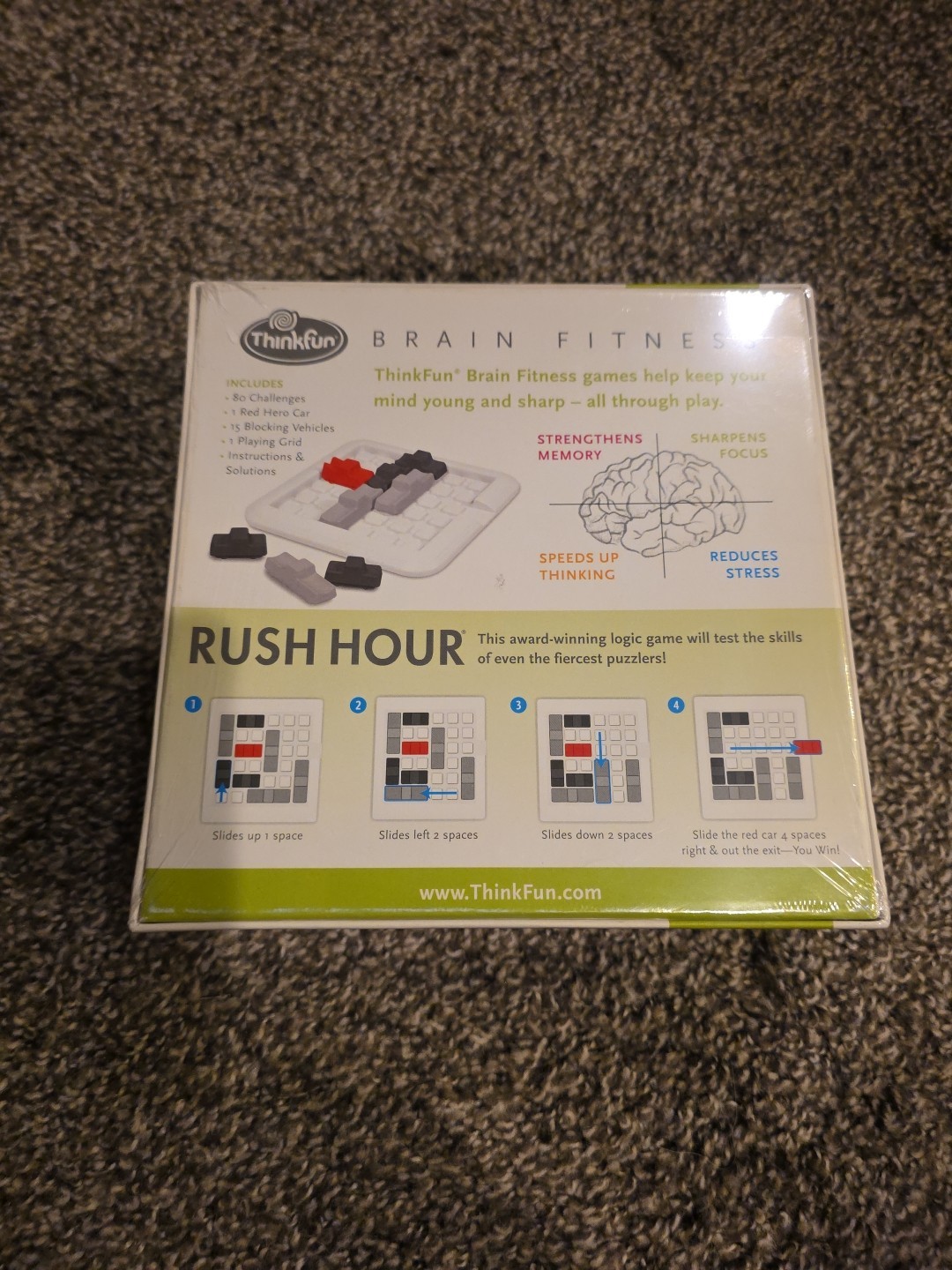 Rush Hour Brain Fitness Sliding Block Logic Game, 80 Challenges Brand New Sealed