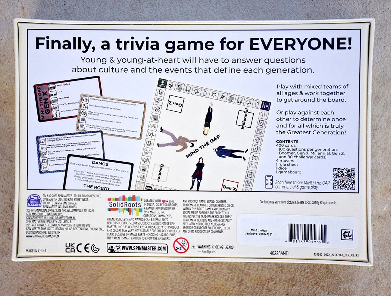 Solid Roots “Mind The Gap” Board Game Trivia for the Generations, NEW Sealed