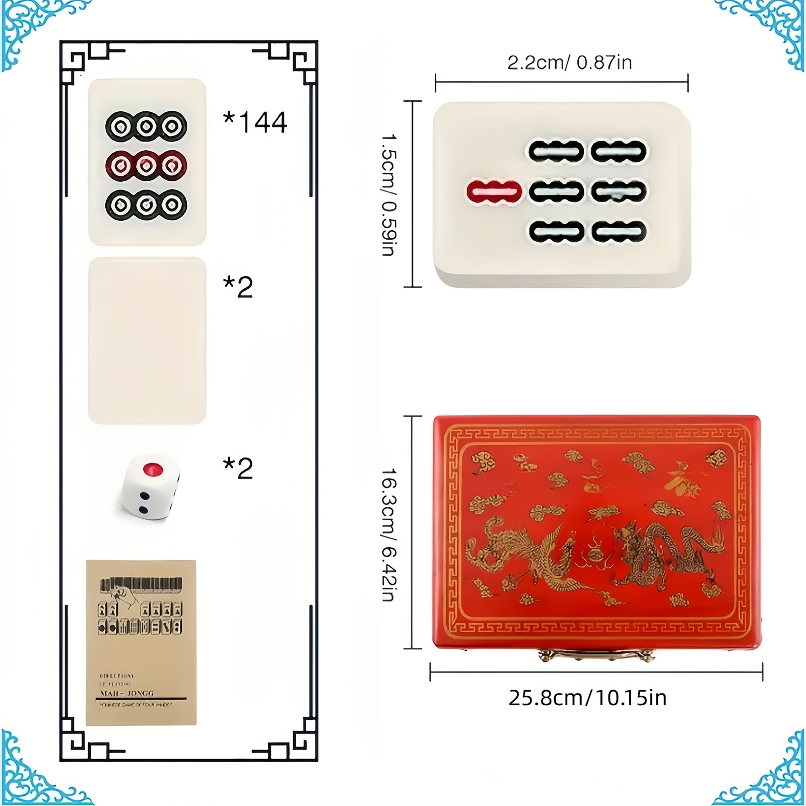 Mini Chinese Mahjong Set, Sturdy Construction of Easy To Read Mahjong Game