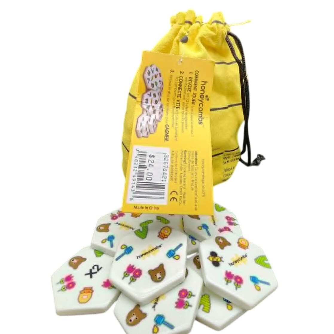 Honeycombs Tile Matching Game Yellow Beehive Bag 52 Pieces Family Strategy Game