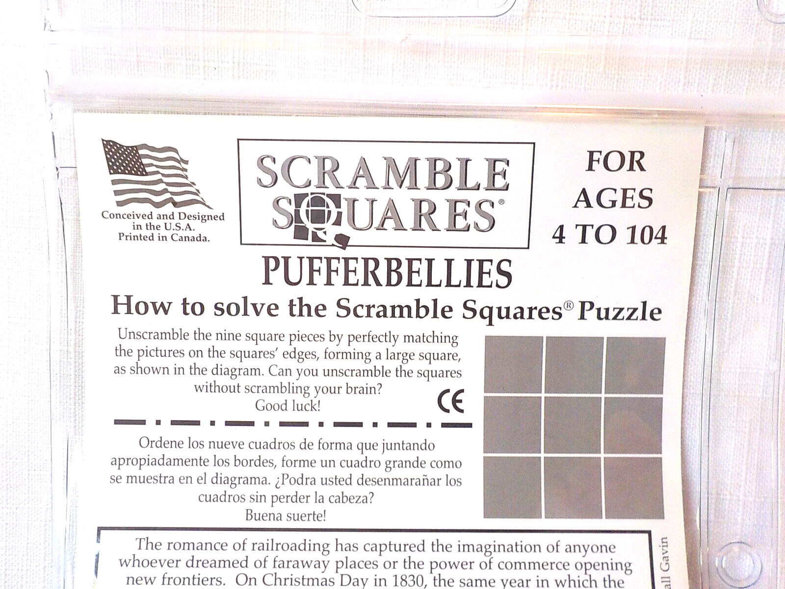 PUFFERBELLIES Scramble Squares Puzzle Trains Railroad Crossings by B. Dazzle LN