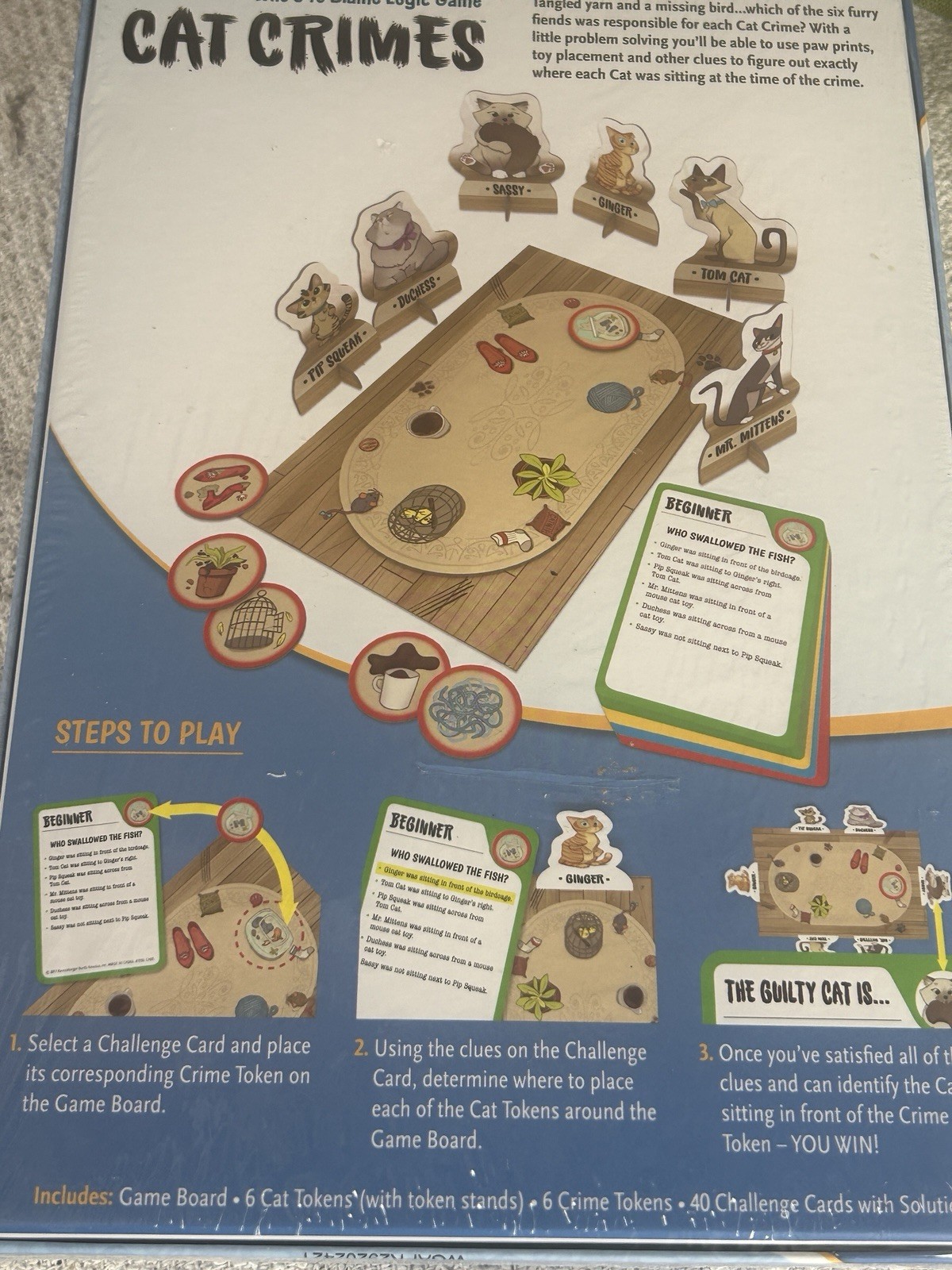 CAT CRIMES Who’s to Blame Logic Game Think Game 40 crimes to solve age 8+ (NEW)