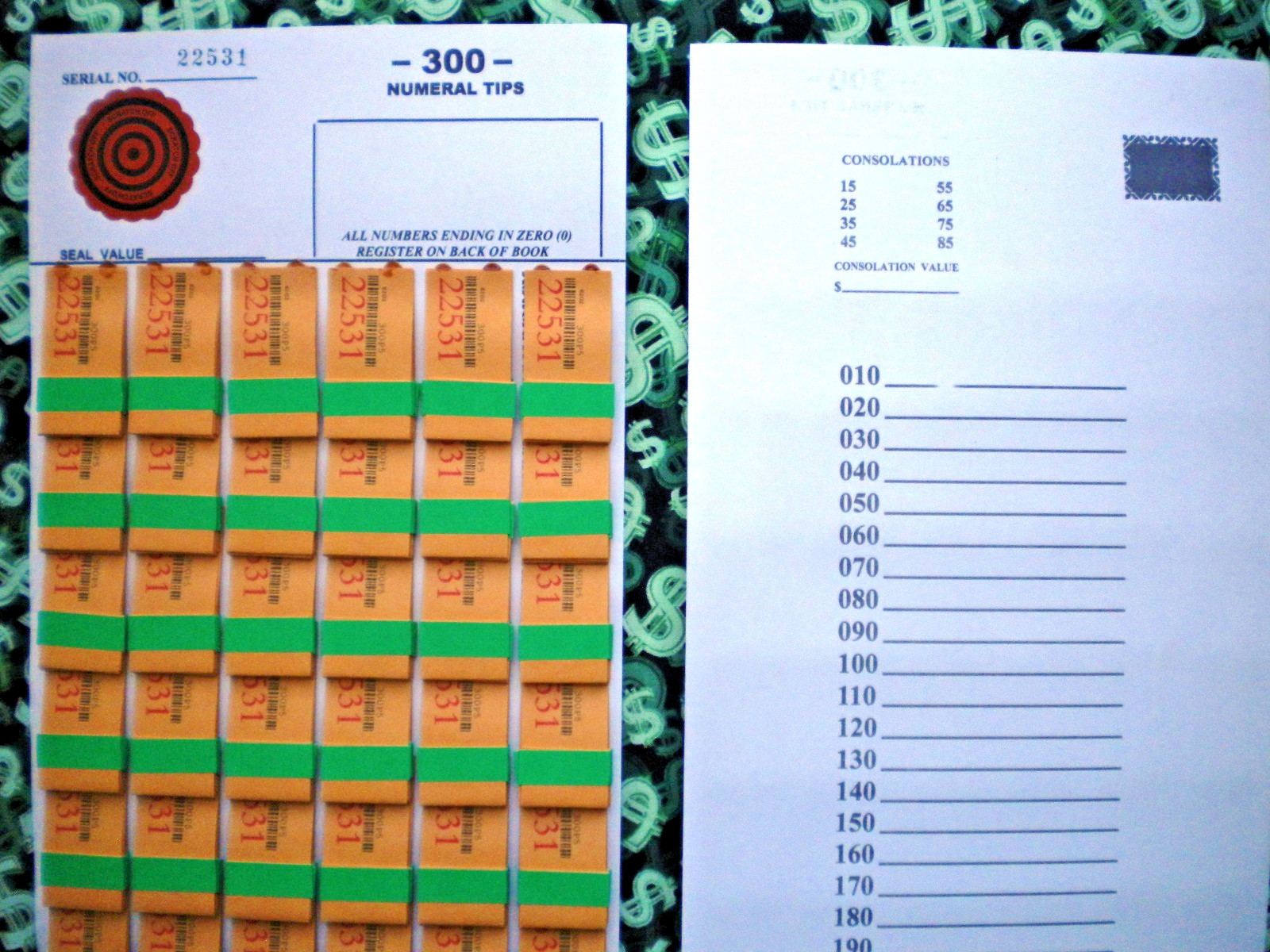 (4 Lot) 300-P5 60-Rows REGULAR “NOT Sure” TIP BOARD {010-300} PullTab Jar Ticket