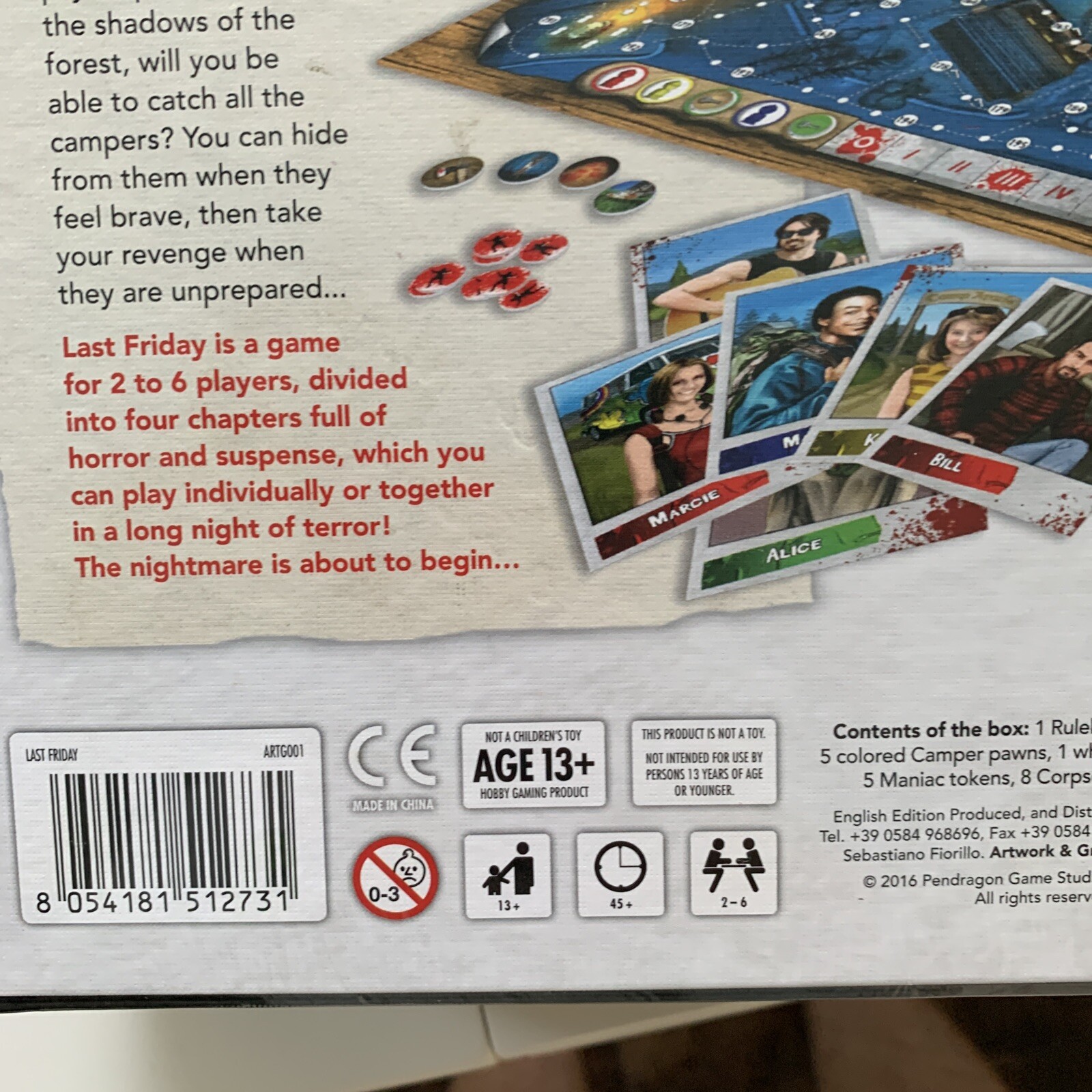 2016 Pendragon Last Friday Some Legends Never Die Horror Board Game NEW