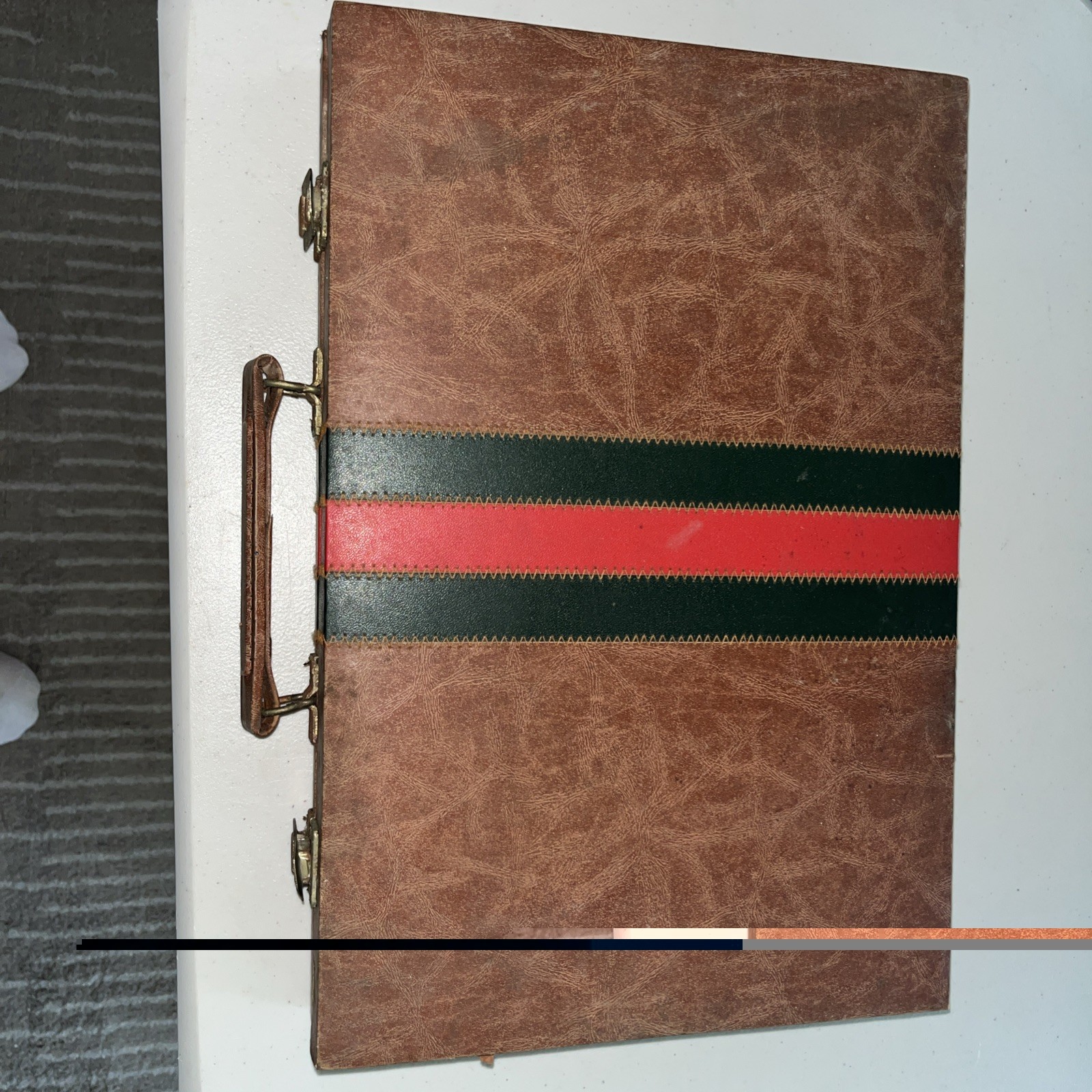 Vintage Backgammon Set Travel Case Leatherette Complete w Dice Cups 1950s 60s