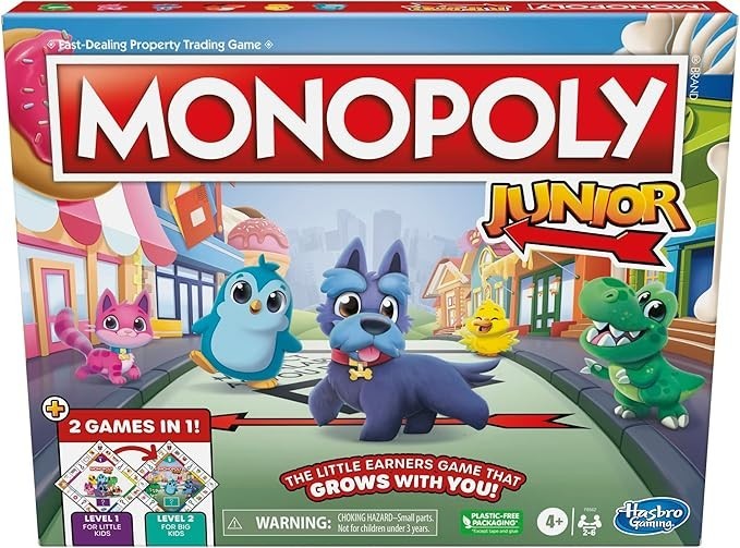 Monopoly Junior Board Game, 2-Sided – 2 Games in 1 – NEW SEALED