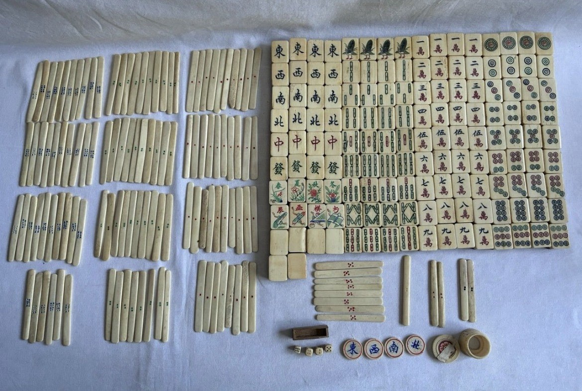 Mahjong Tile retro in wooden case antique rare limited Japan