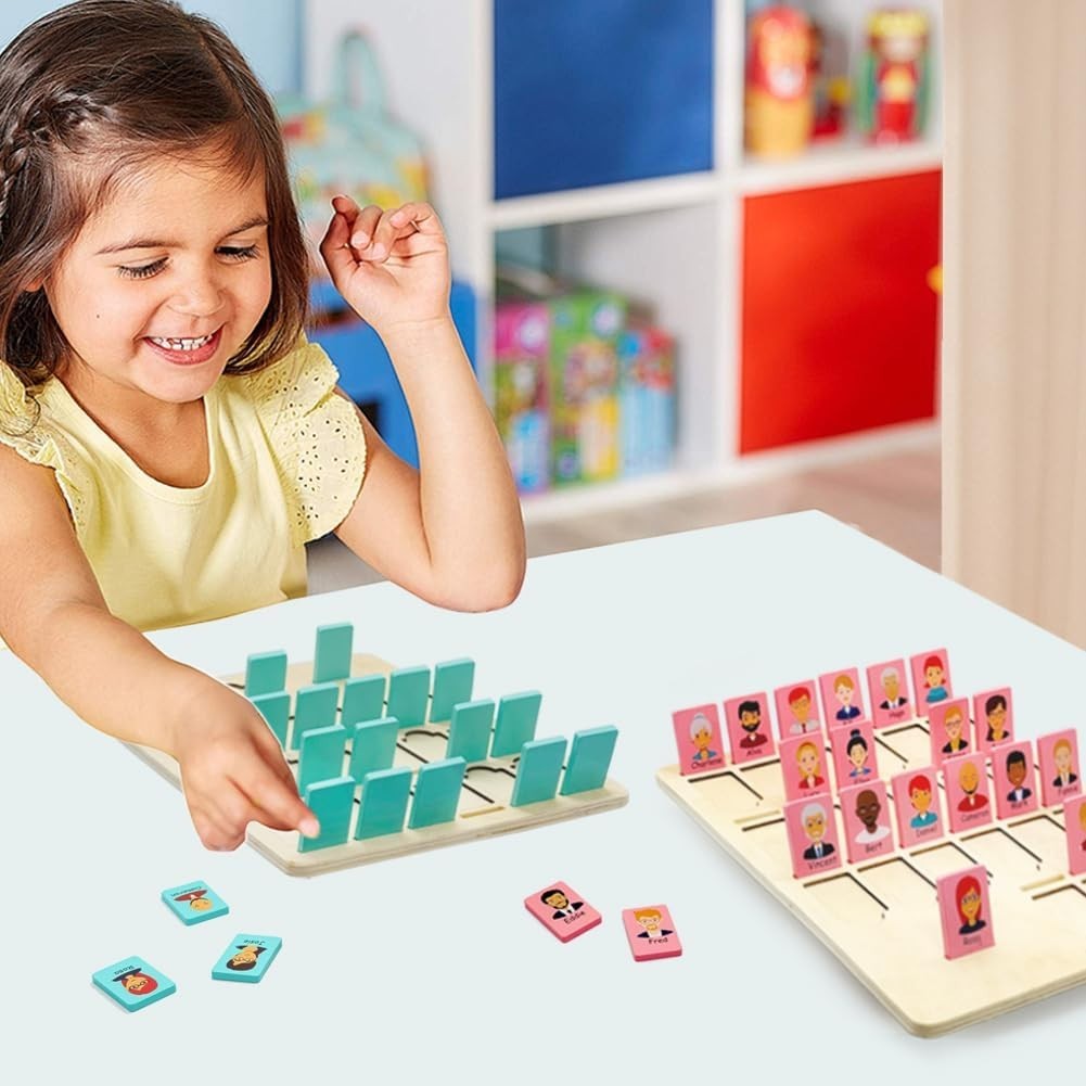 Guess Game Board Games Who Am I Wooden Board Game for Kids 3 4 5 6 7 8 Years Old