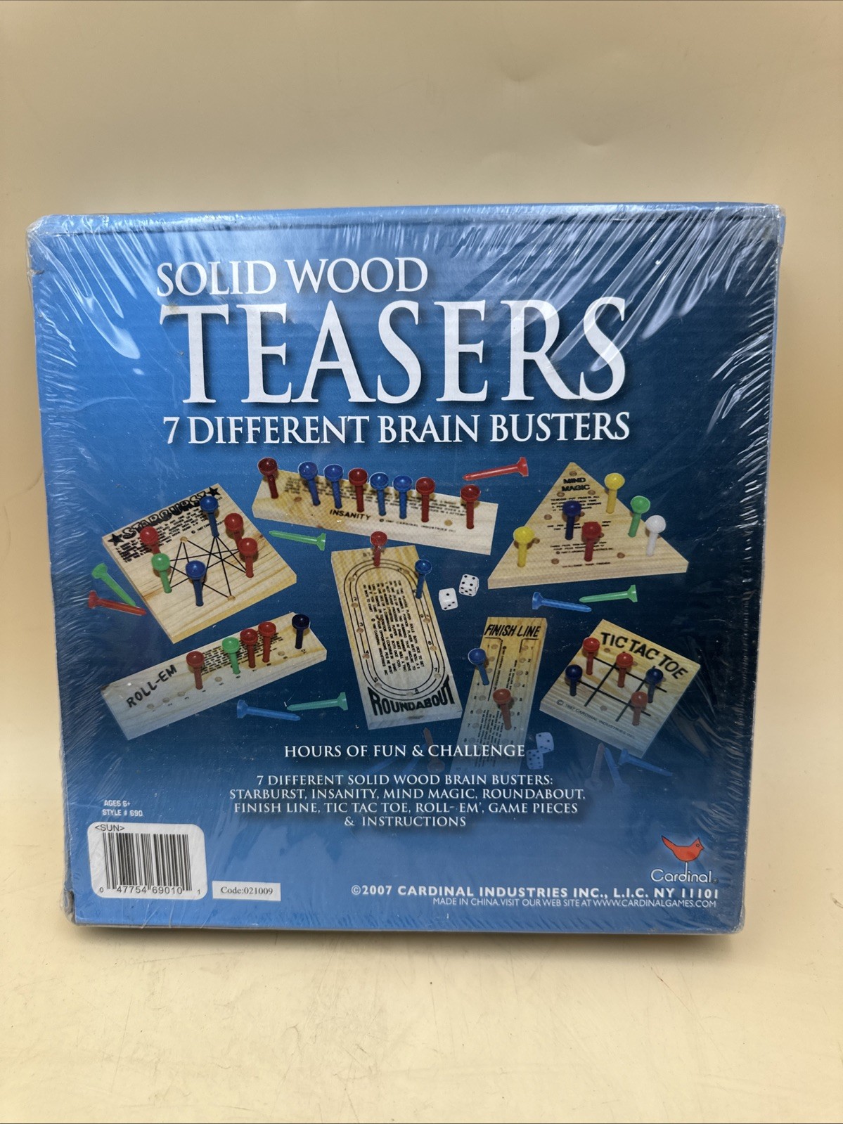 Cardinal Solid Wood Brain Teasers 7-in-1 Game Set Classic Games NEW Sealed