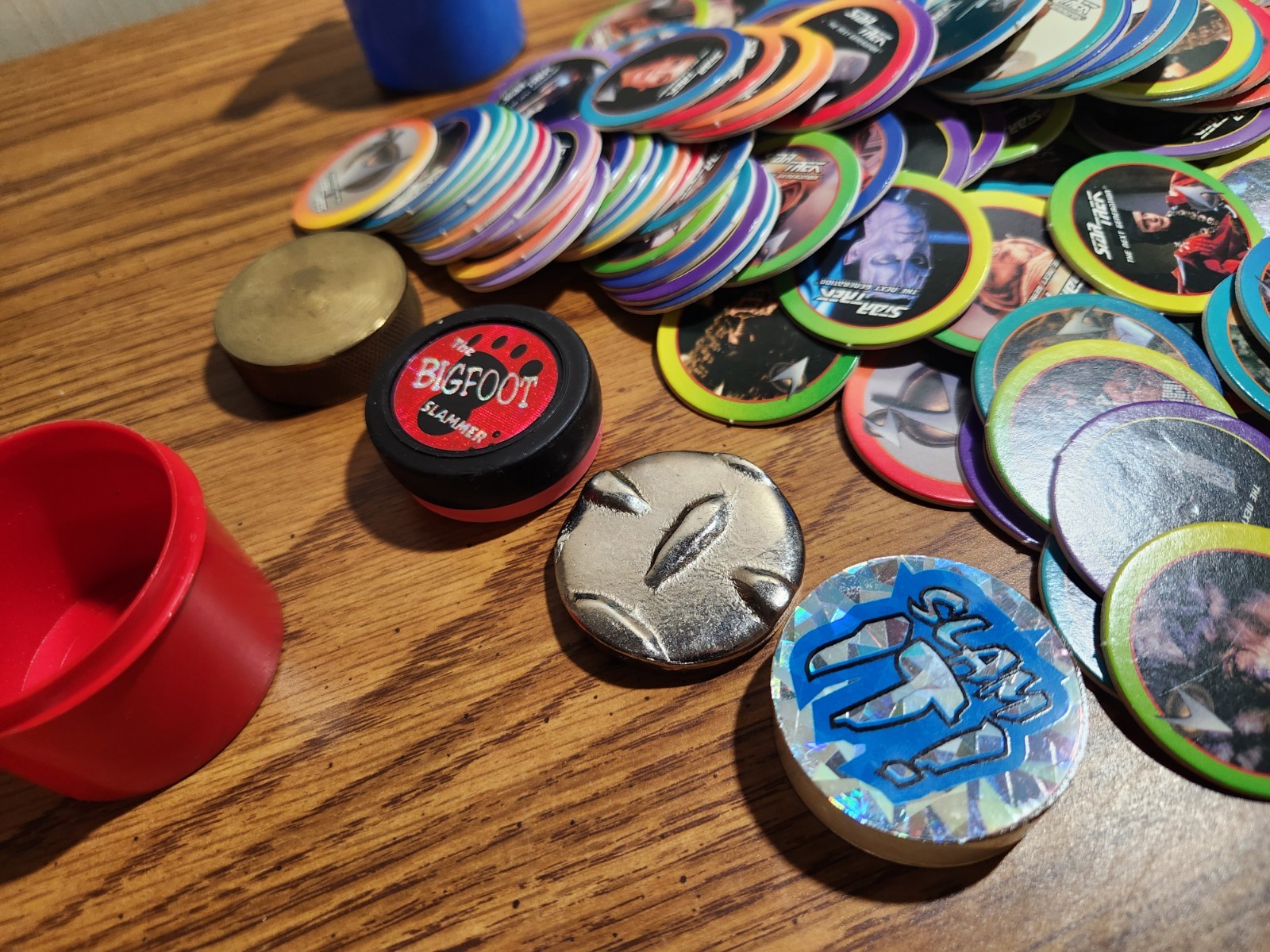 HTF Vintage Lot of 150+ Star Trek Milk Caps POGs 4 Slammers & 4 Containers Game