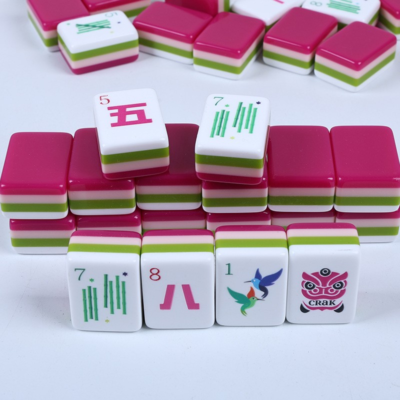 NEW! Vibrant Layered Mahjong Tiles – American Set 160 Tiles – Hot Pink Magenta/