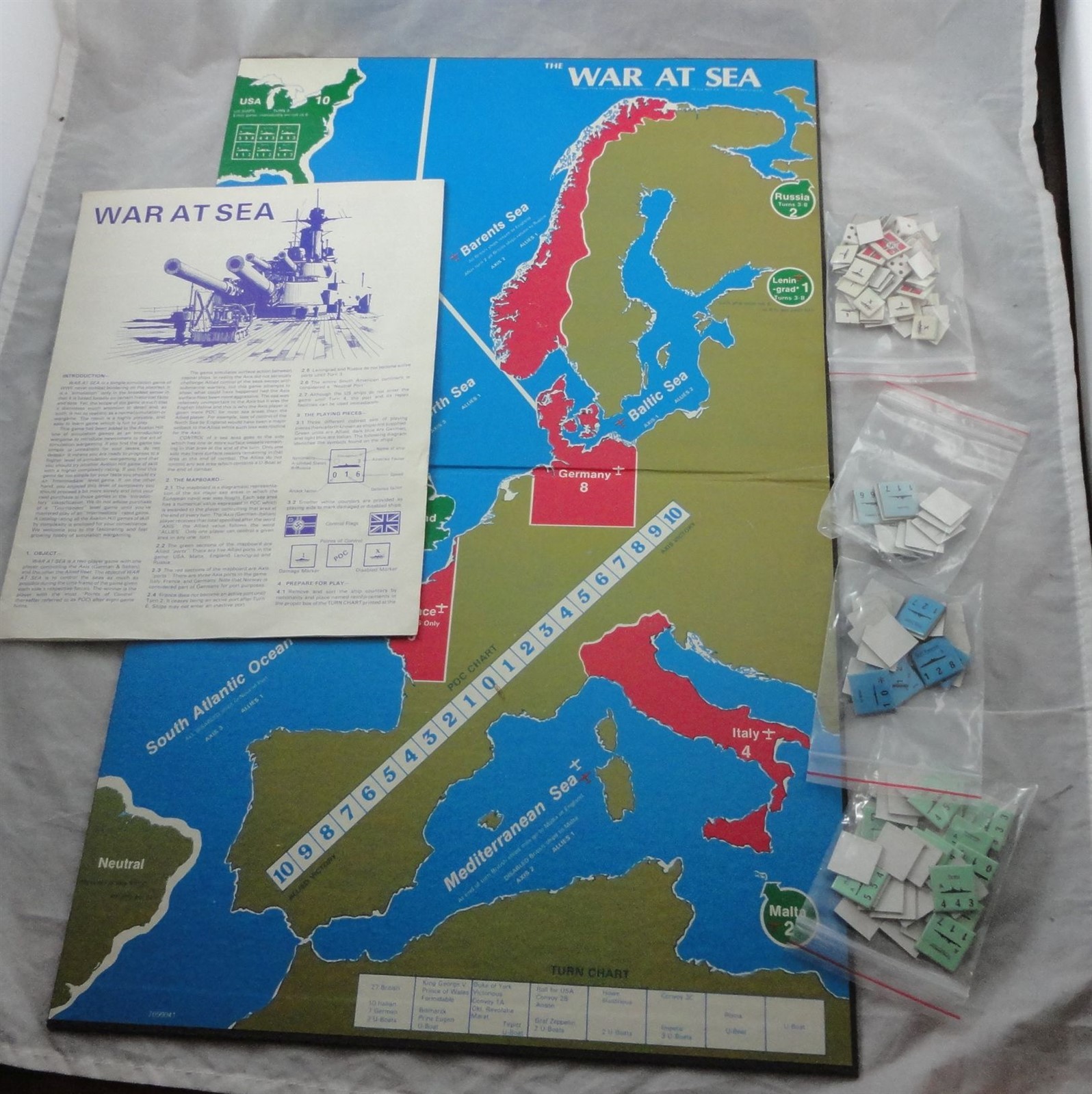 Avalon Hill’s War At Sea WWII Strategic Naval Battle Game AVH705 (1976)