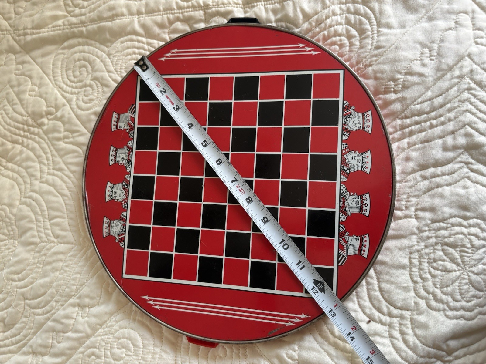 Vintage Pixie Game by Steven Chinese Checker Board Multicolor Round Metal USA