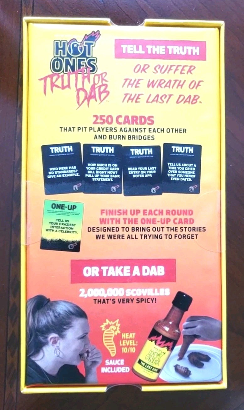 Hot Ones Truth or Dab Party Challenge Game Last Dab Hot Sauce Included New Seal