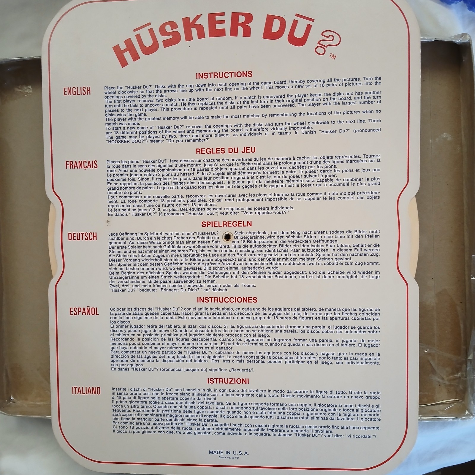 Vintage 1970 Regina Husker Du “Do You Remember?” Family Memory Game COMPLETE!