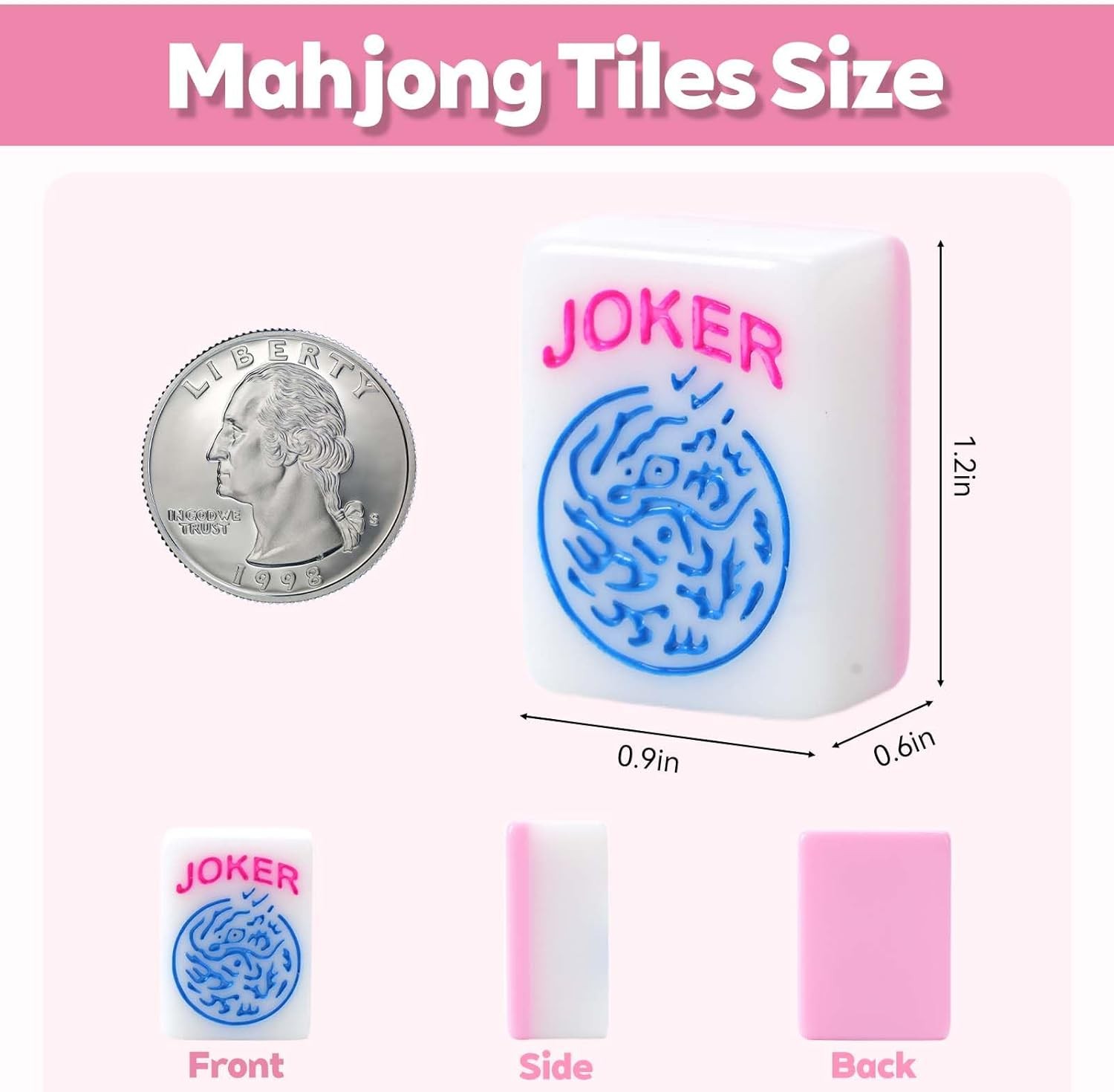 Mahjong Tile Set with 166 Premium Mahjong Tiles, Complete Set with Carrying Bag
