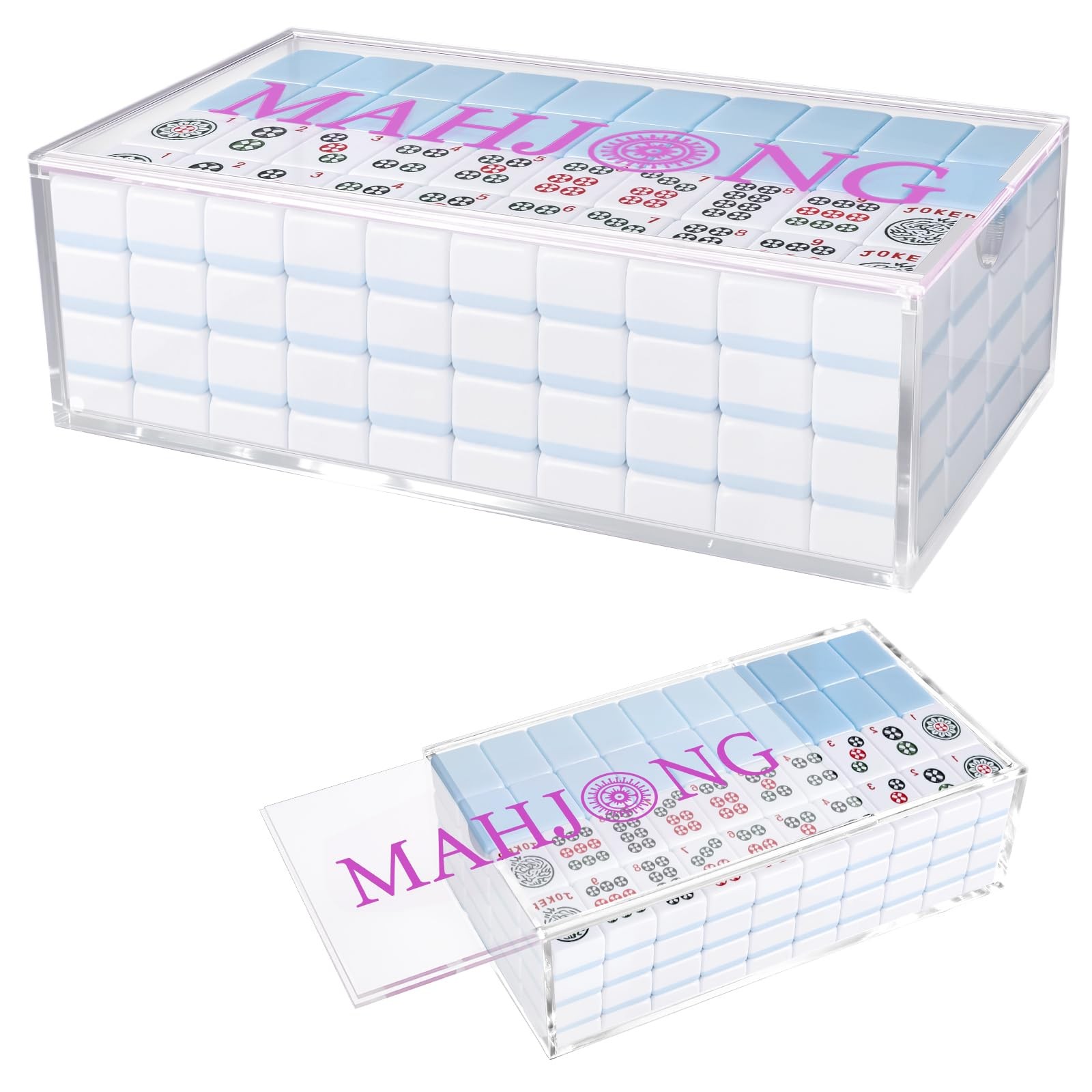 1pcs Empty Acrylic Mahjong Case Only for 1.2″×0.9″×0.5″ Mahjong Tiles-Transpa…