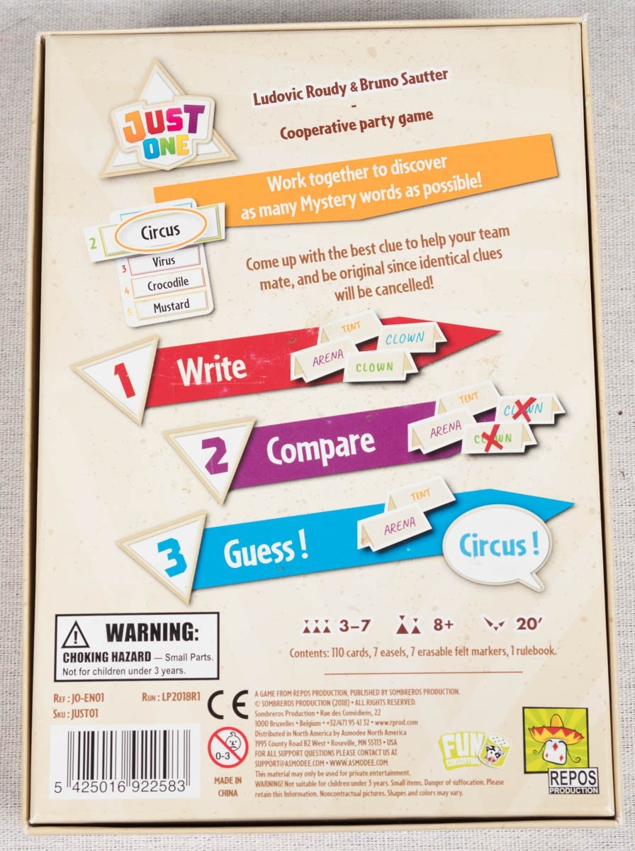 Just One Cooperative Party Game Repos Productions 2018 Award Winner Complete