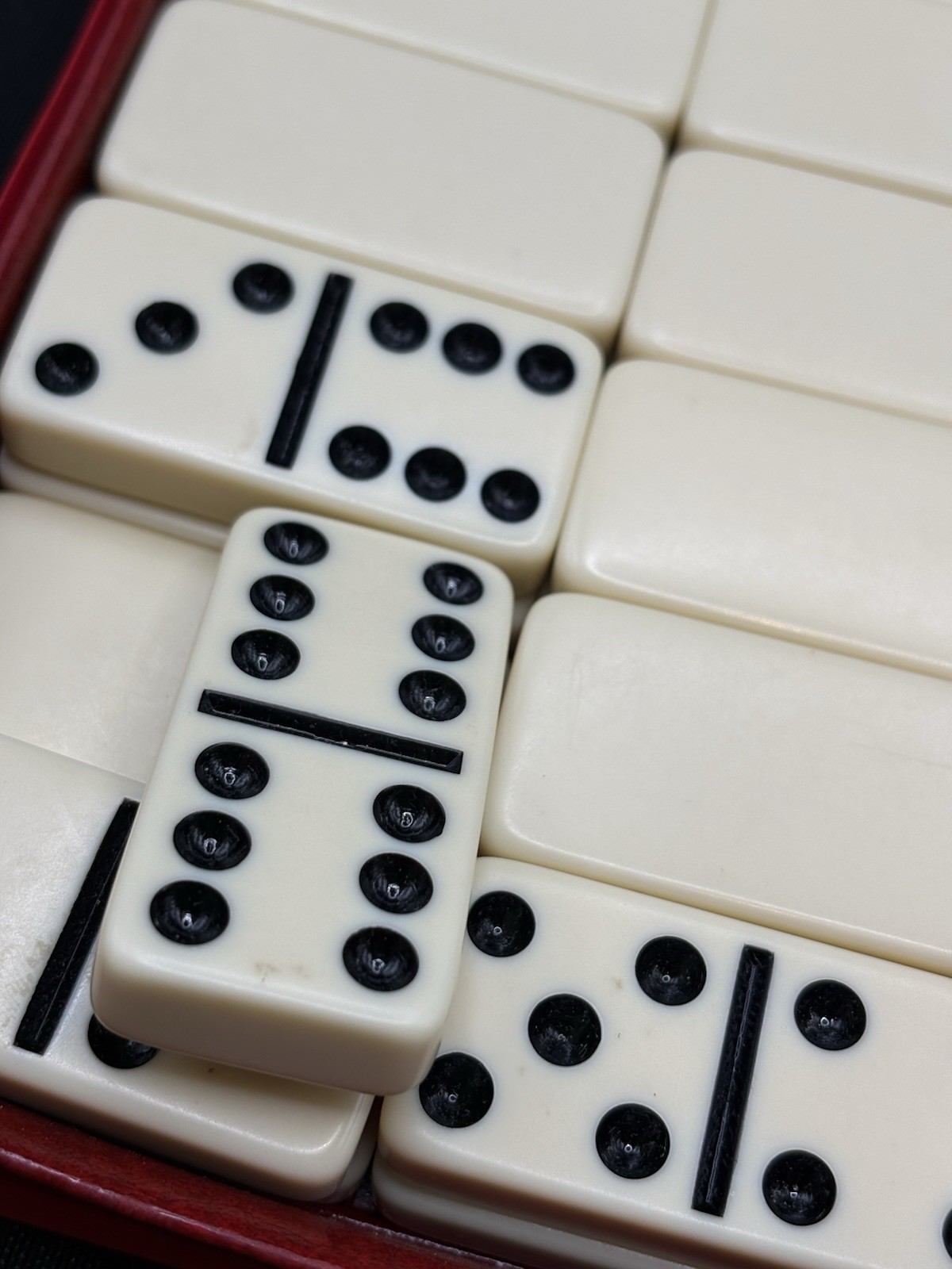 Vintage Domino by Cardinal Set Ivory Tiles Red Case Instructions