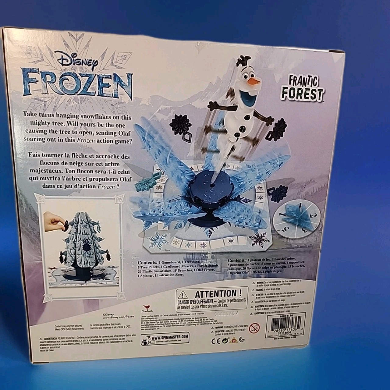 Disney Frozen Frantic Forest Olaf Board Game By Cardinal Spinmaster.